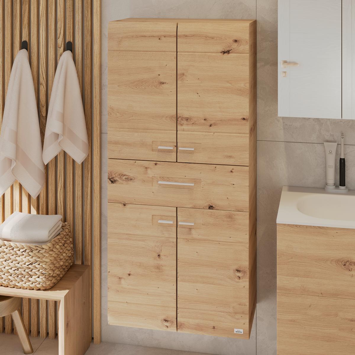 Dulap mediu Avensis - culoare lemn stejar, Modern, material pe bază de lemn (60/128,5/33cm) - Luca Bessoni