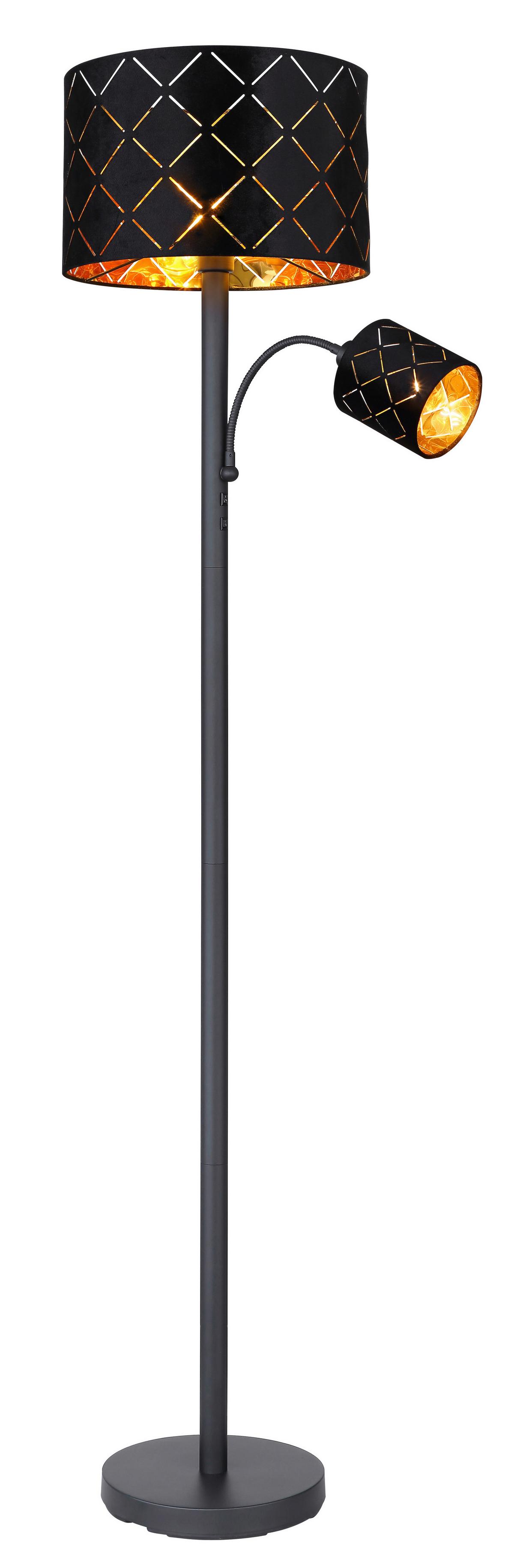 STEHLEUCHTE 15334S4 - Schwarz, Basics, Textil/Metall (35/162cm) - Globo