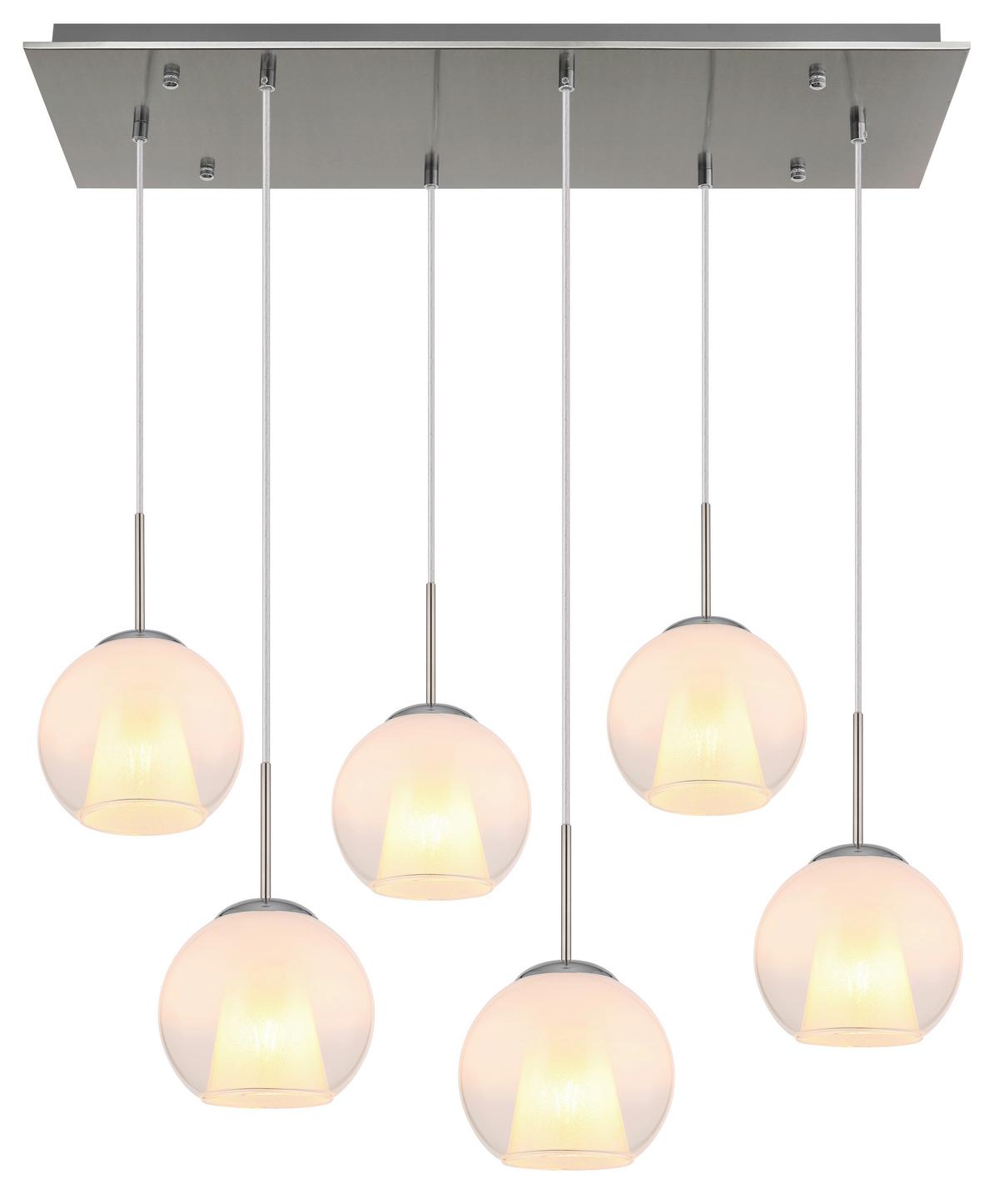 Viseća Svjetiljka Barry - bijela/boje nikla, Basics, staklo/metal (90/38/120cm) - Globo