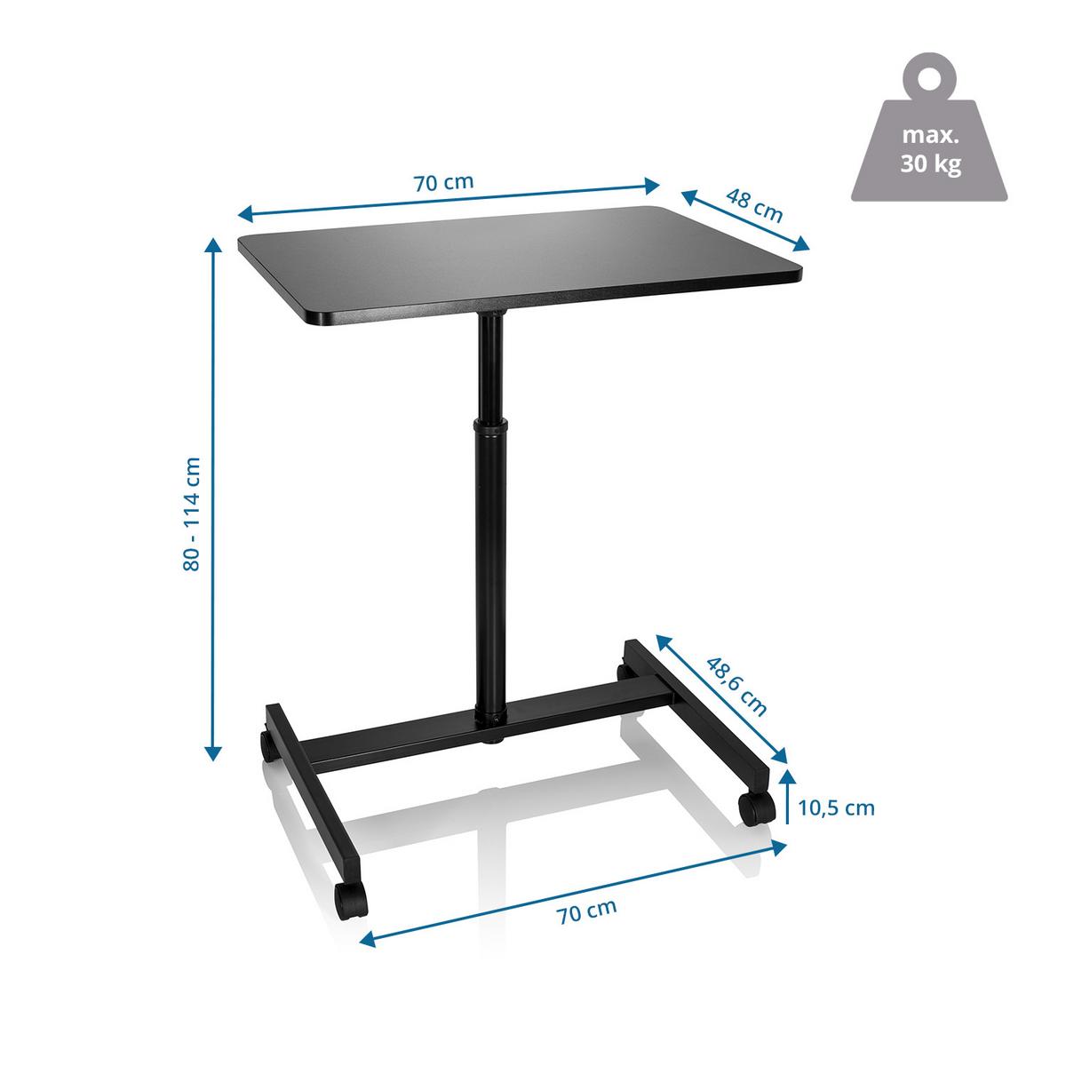 Dvižna Miza Stand Vm-su, Črna - črna, Basics, kovina/leseni material (70/48/80-114cm) - MID.YOU
