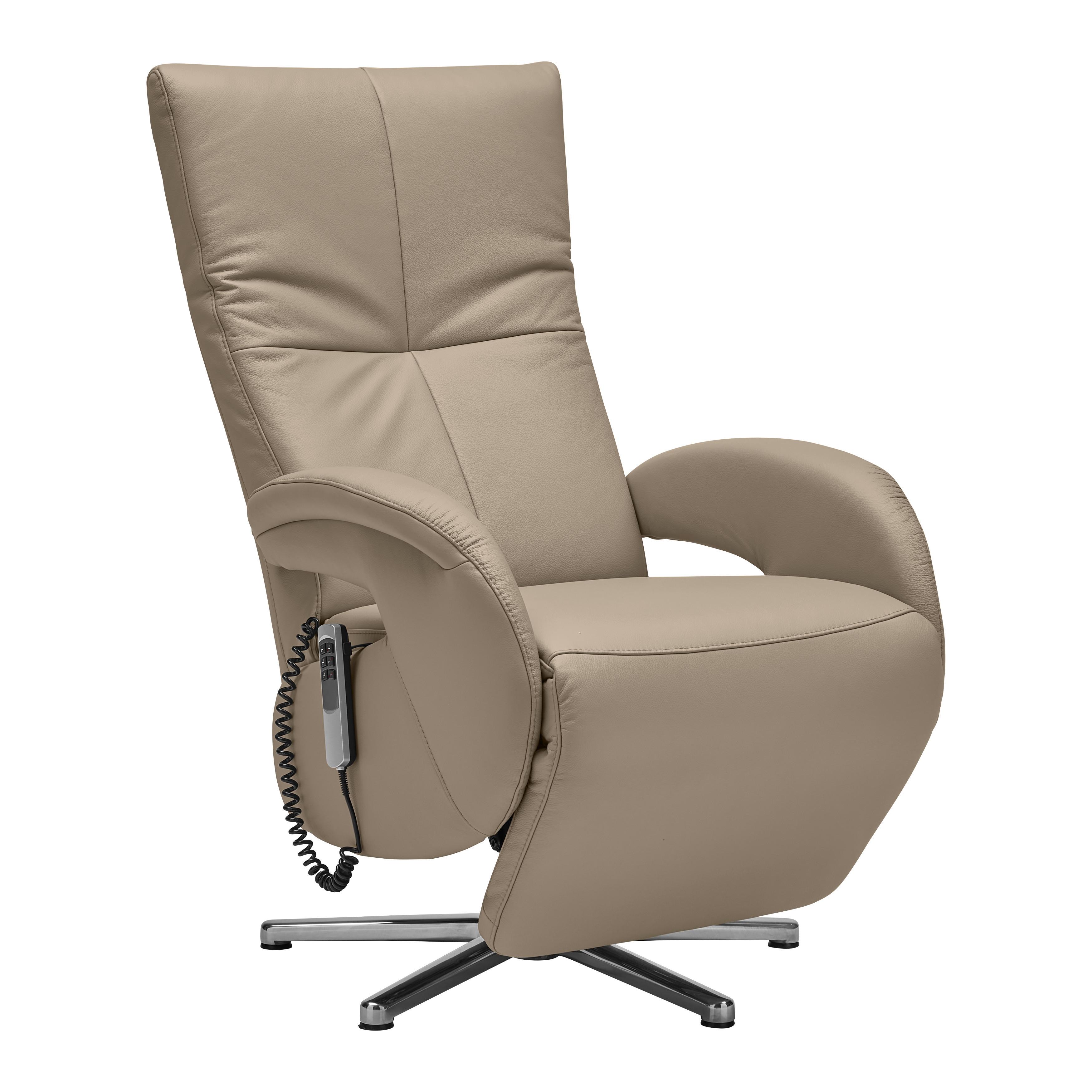 Relaxsessel Sitting 2 Edelstahlfarben - Chromfarben/Edelstahlfarben, MODERN, Leder (70/111/80cm) - Premium Living