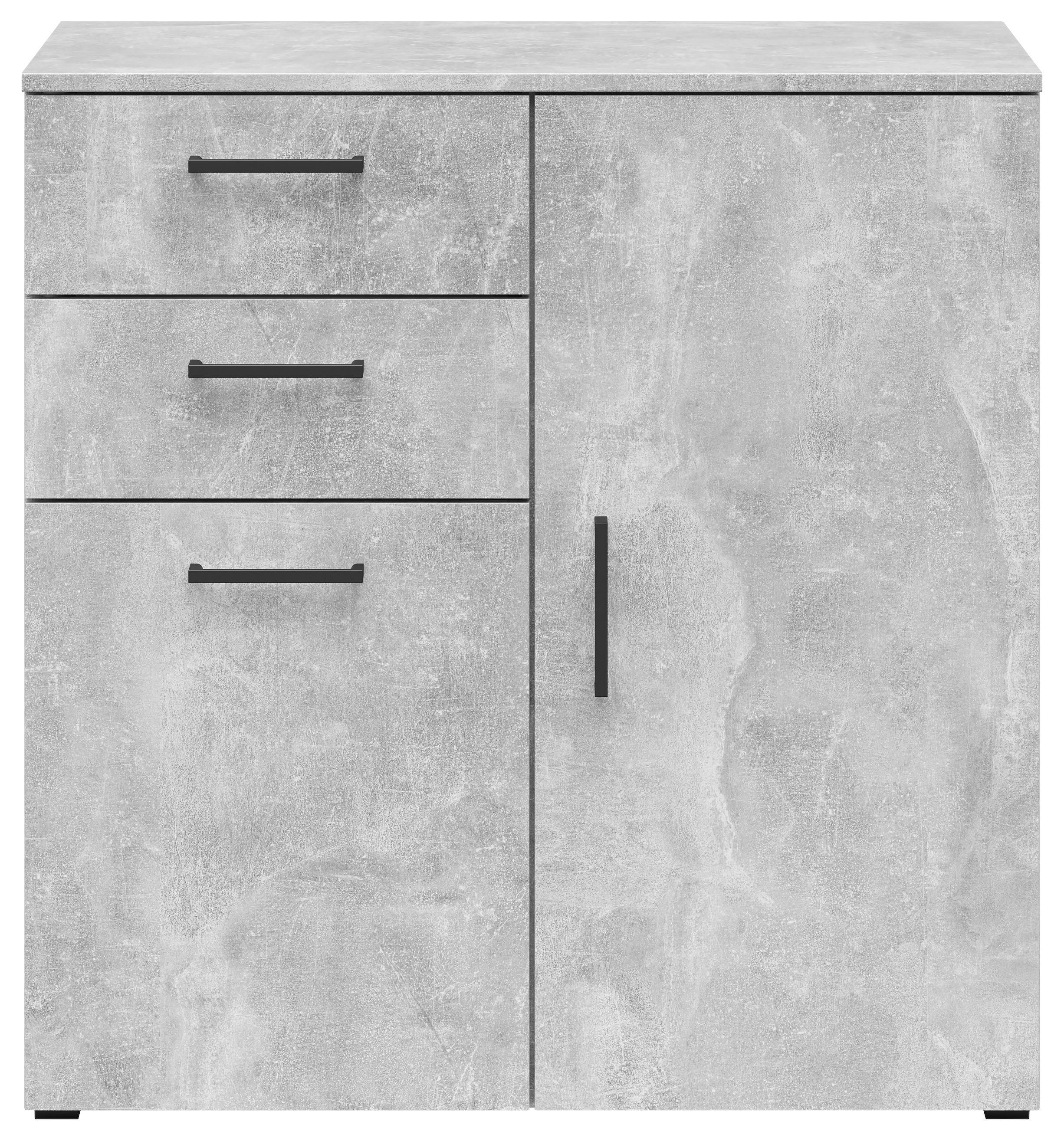 Kommode Multistauraum Betonoptik - Anthrazit/Schwarz, MODERN, Holzwerkstoff/Kunststoff (80/83/40cm) - Mömax