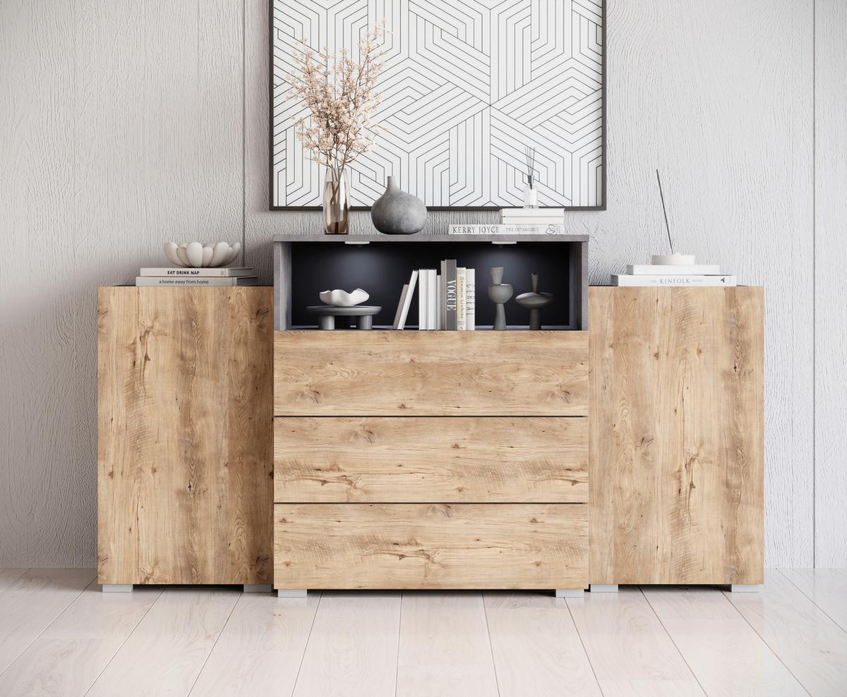 SIDEBOARD URBAN 150 - Kastanieneichefarben/Anthrazit, Lifestyle, Holzwerkstoff/Kunststoff (150/81/37cm) - P & B