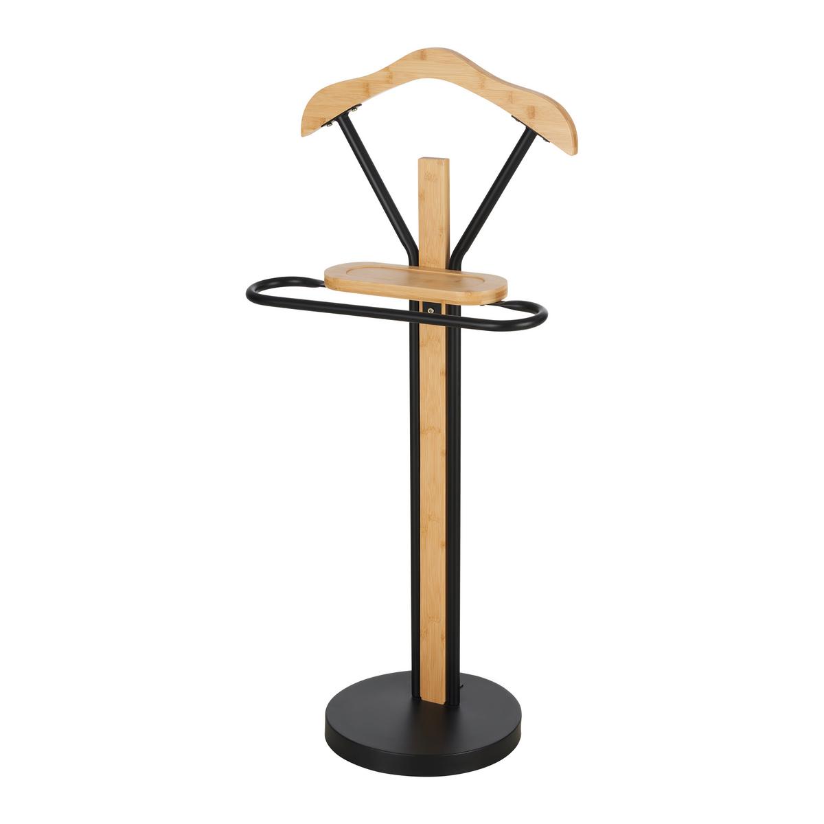 Valet haine ARTURO - culoare natur/negru, Modern, materiale naturale/metal (48/109/29,5cm) - Modern Living