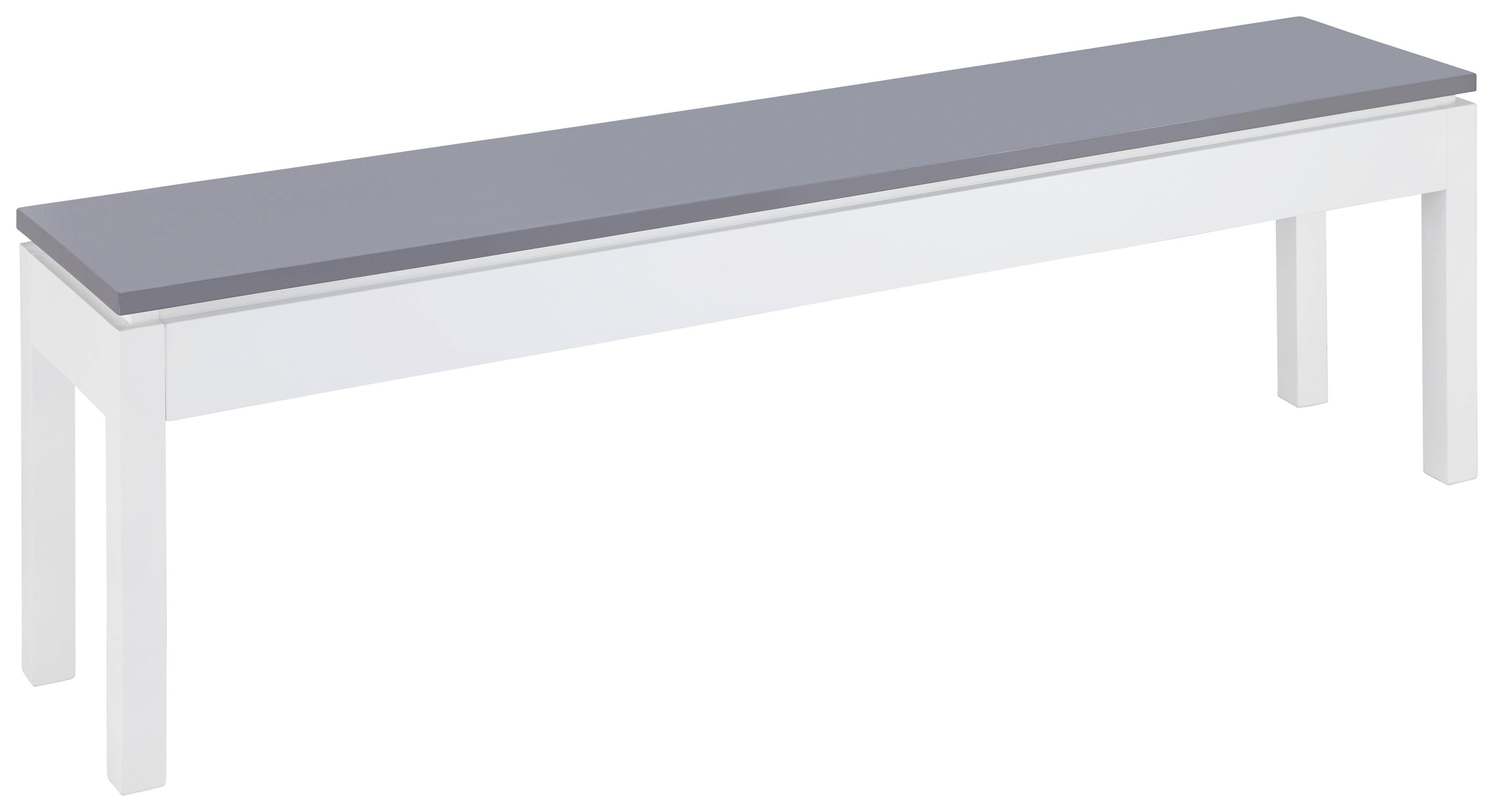 SITZBANK in Grau/Weiß 'Liana' - Weiß/Grau, MODERN, Holz (150/45,5/30cm) - Bessagi Home