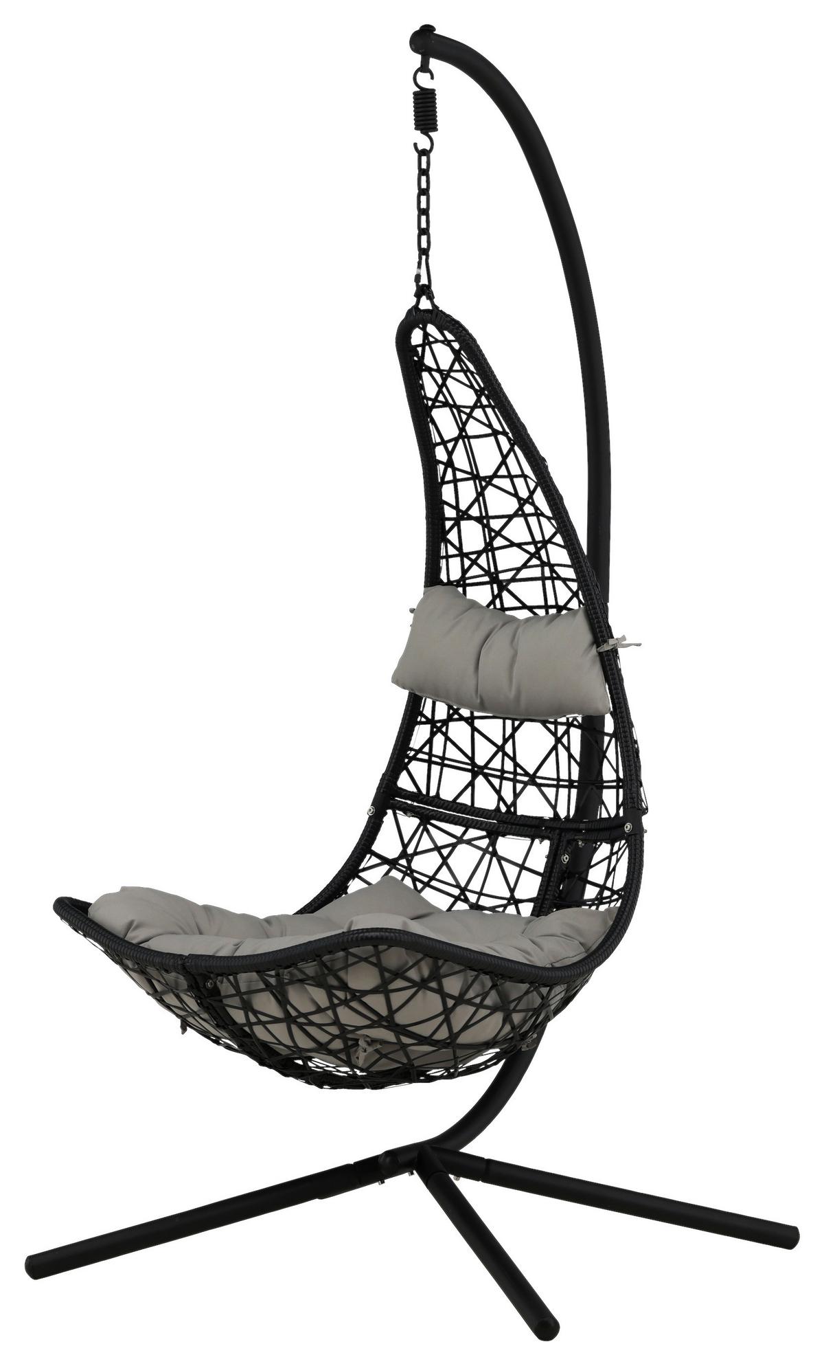 Hängestuhl Edinburgh ca. 132x205 cm Grau/Schwarz - Schwarz/Grau, KONVENTIONELL, Kunststoff (132/205/130cm) - Gardenson