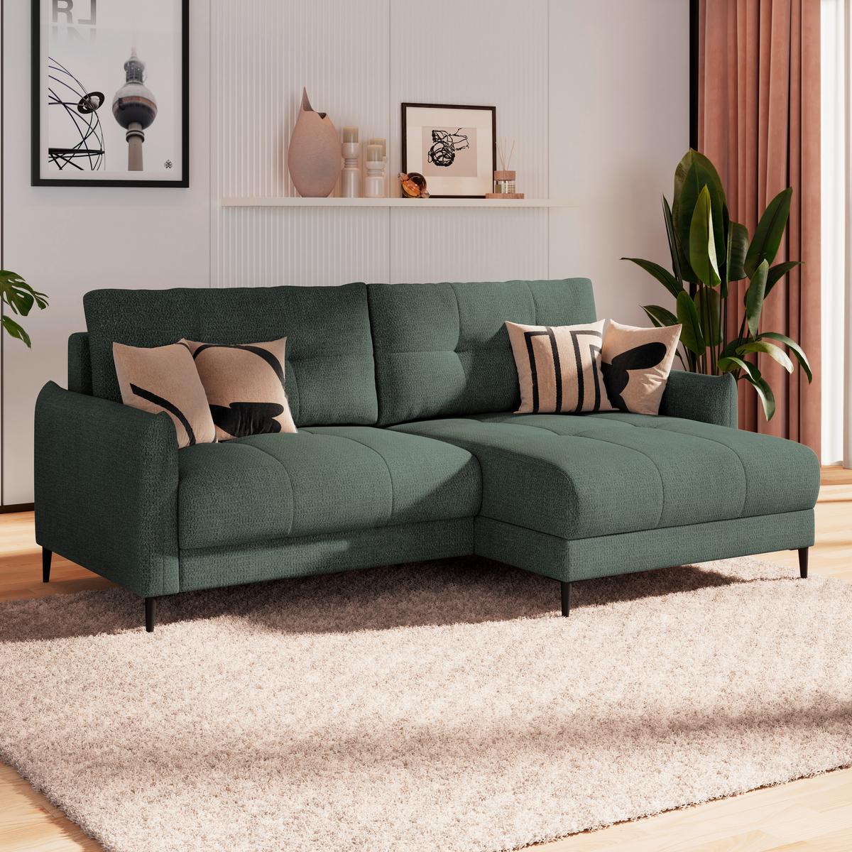 Kutna Garnitura Polis - tamno plava/tamno zelena, Trend, tekstil/metal (221/142cm) - Ondega