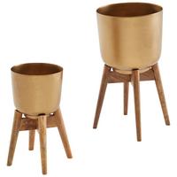 ÜBERTOPF-SET WL6.631 - Goldfarben, Design, Holz/Metall - MID.YOU