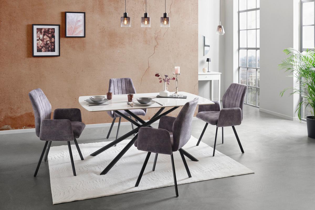 Jedilna Miza Mailand, Bela, 160 X 90 Cm - črna/bela, Trend, kovina/keramika (160/75/90cm) - Mömax