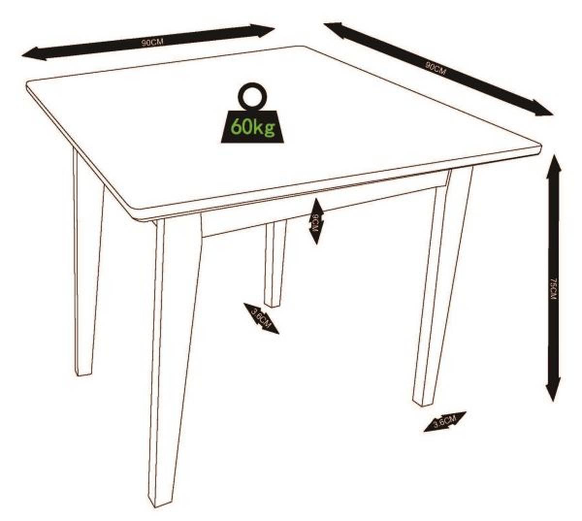 Jedilna Miza Harry, Bela, Naravna - bela, Moderno, les (90/90/75cm) - Bessagi Home