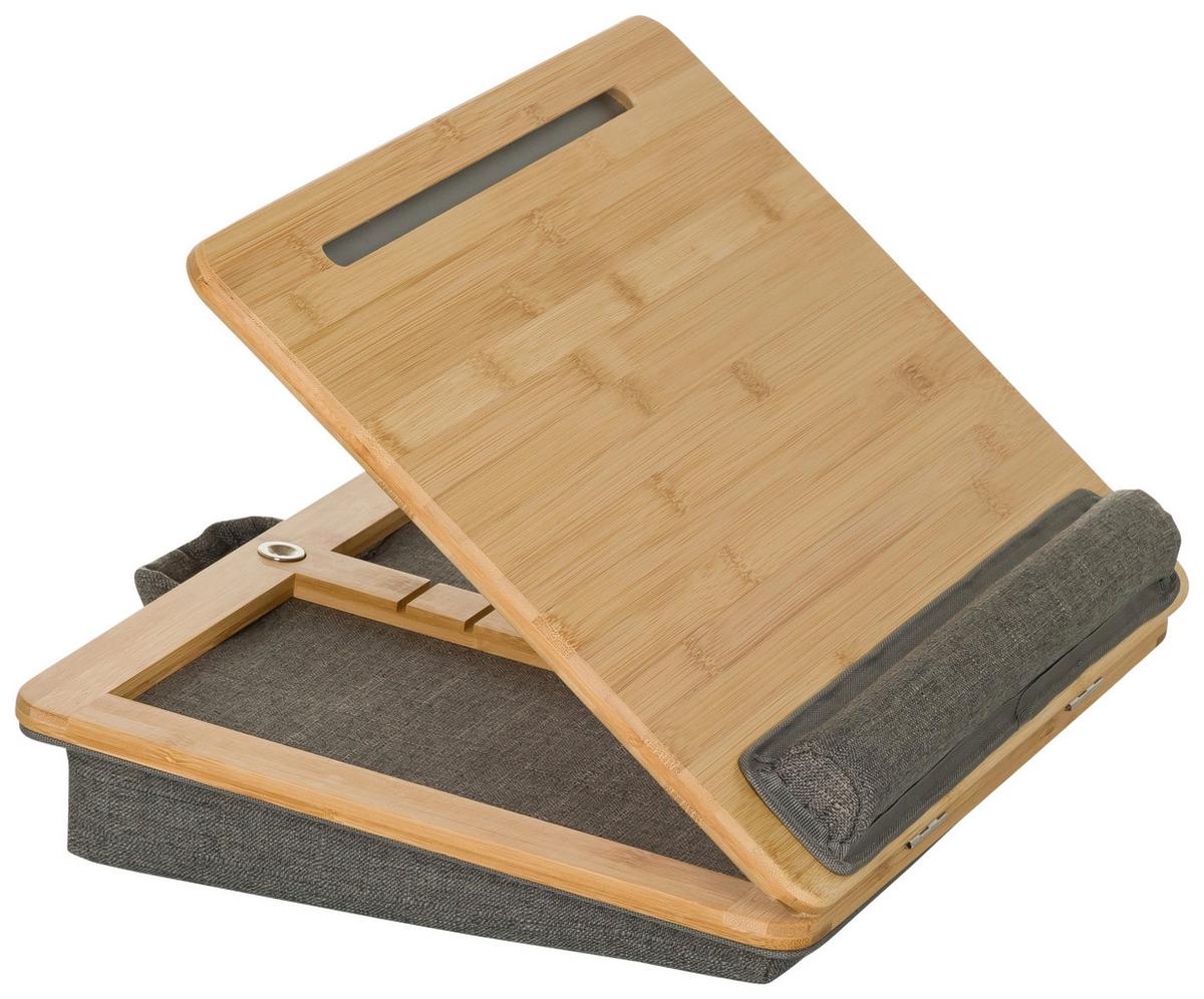 Podloga Za Prenosnik Comfilap Iii, Siva, Bambus - siva/rjava, Basics, tekstil/naravni materiali (42/9/34cm) - MID.YOU