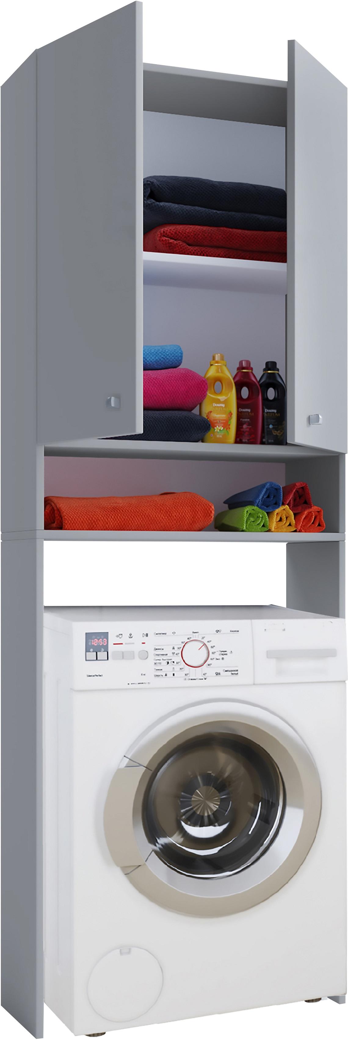 Waschmaschinenschrank LONA Grau ca. 64x182x27cm - Grau, Basics, Holzwerkstoff/Kunststoff (64,2/182/27cm) - MID.YOU