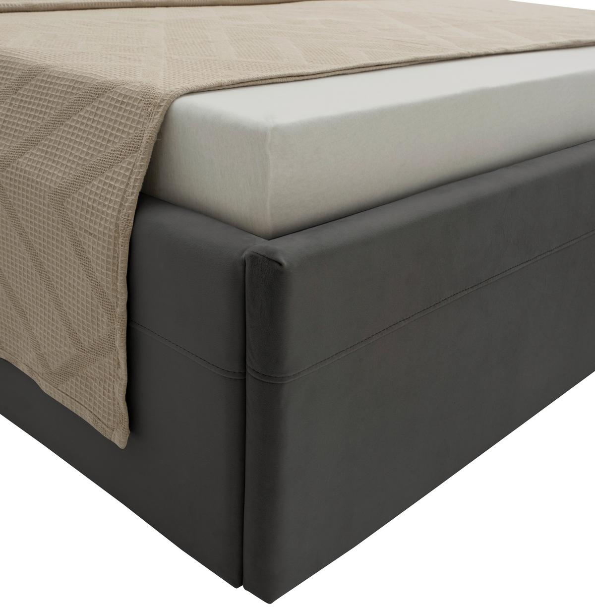 Polsterbett Katar Grau ca. 140x200cm - Schwarz/Grau, KONVENTIONELL, Textil (140/200cm) - Mömax