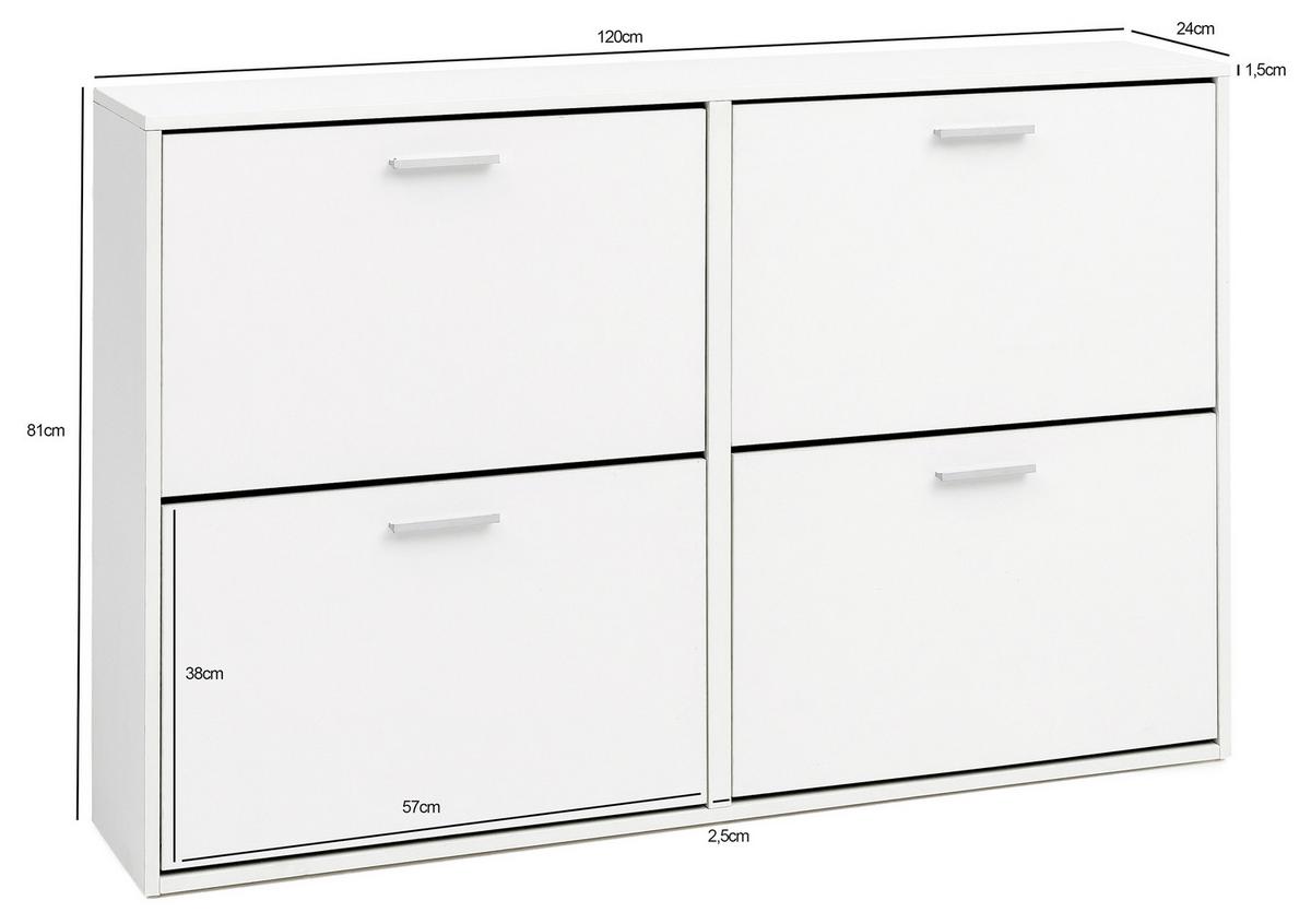 Omara Za Čevlje Sonoma, Bela - srebrne barve/bela, Konvencionalno, kovina/leseni material (120/81/24cm) - MID.YOU