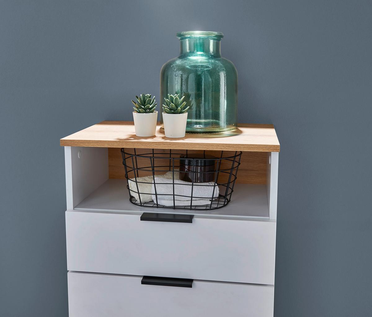 SZAFKA ŚREDNIA DENVER - kolor dębowy/czarny, Konventionell, materiał drewnopochodny/metal (50/91/32cm) - home24