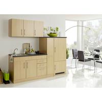 Küchenblock Toronto II m. Geräten Buche - Chromfarben/Buchefarben, MODERN, Holzwerkstoff/Metall (210cm) - Held