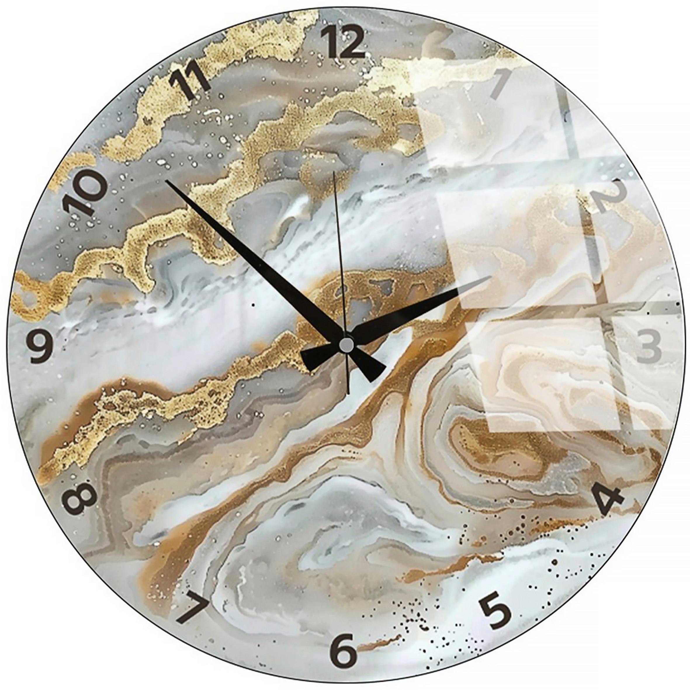 ZEGAR ŚCIENNY HUHU351 - 40 X 40 - kolor złoty, Lifestyle, szkło (40/40/0,4cm)