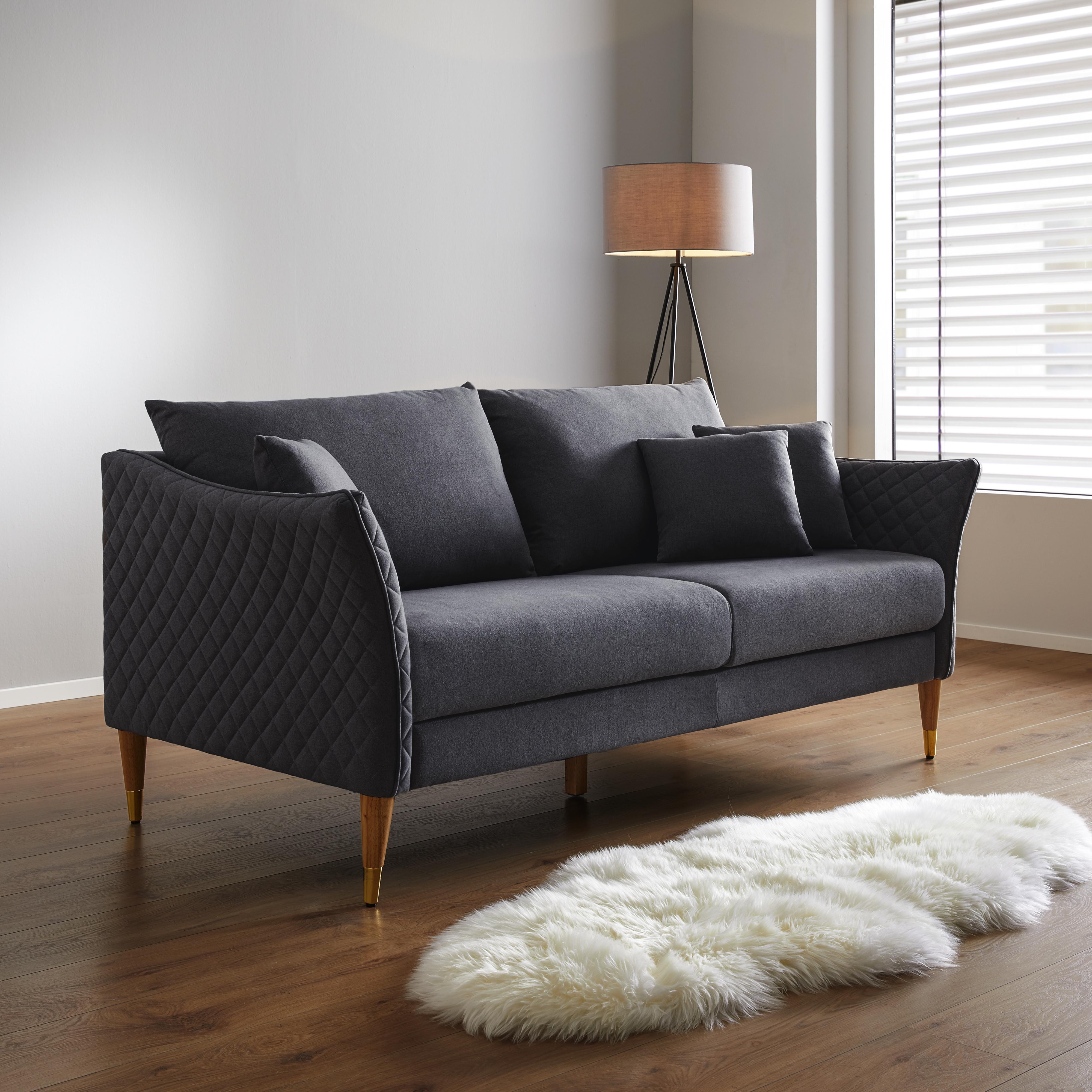 Sofa in Grau 'Valeria' - Grau, MODERN, Holz/Textil (192/75/93cm) - Bessagi Home