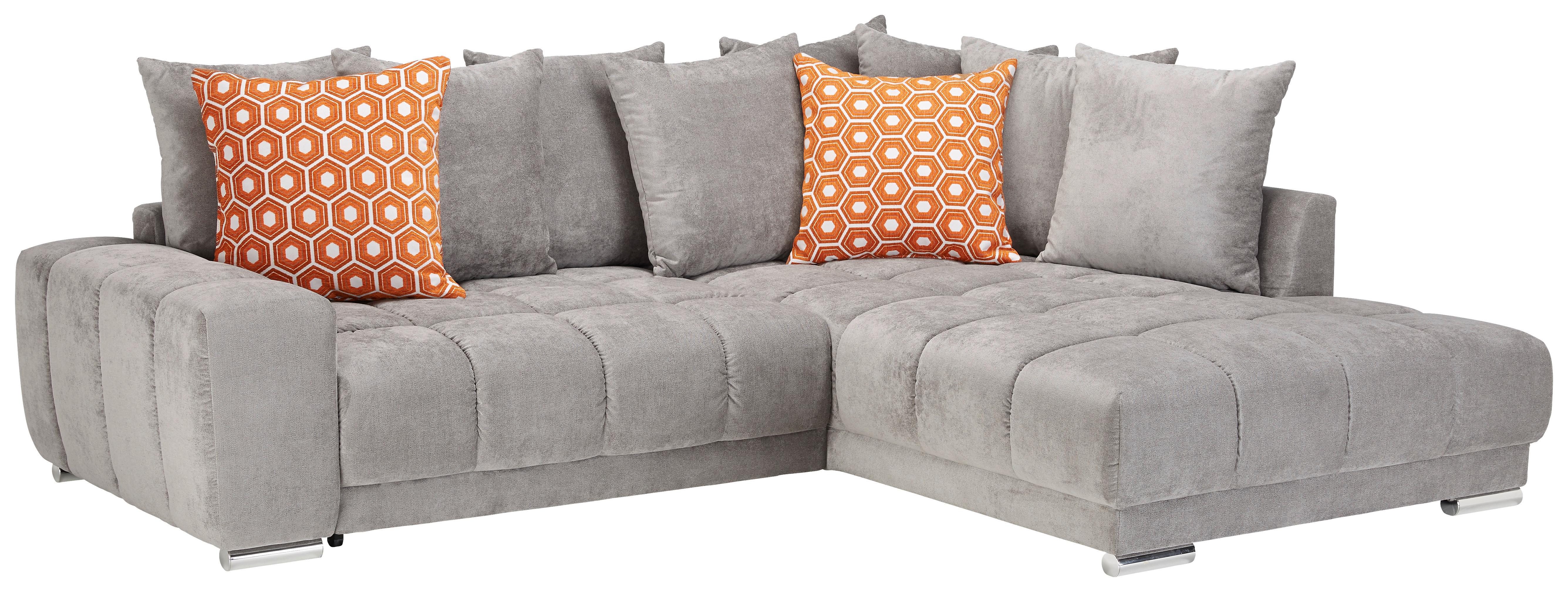 Ecksofa in Grau mit Bettfunktion - Grau, Modern, Textil (279/219cm) - Premium Living
