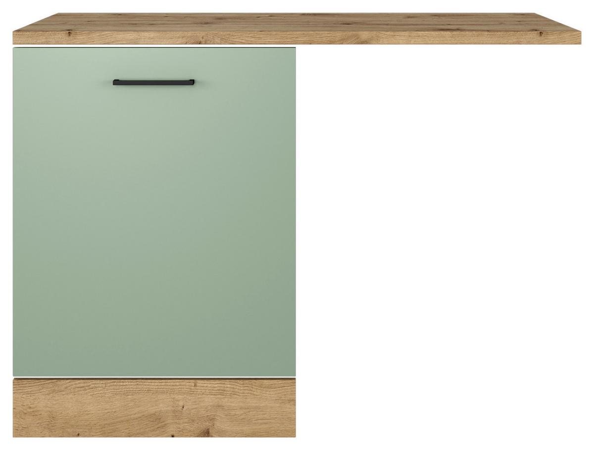 Fronta Pomivalnega Stroja Cara, Zelena, Hrast - zelena/hrast artisan, Konvencionalno, leseni material (110/85/60cm) - FlexWell