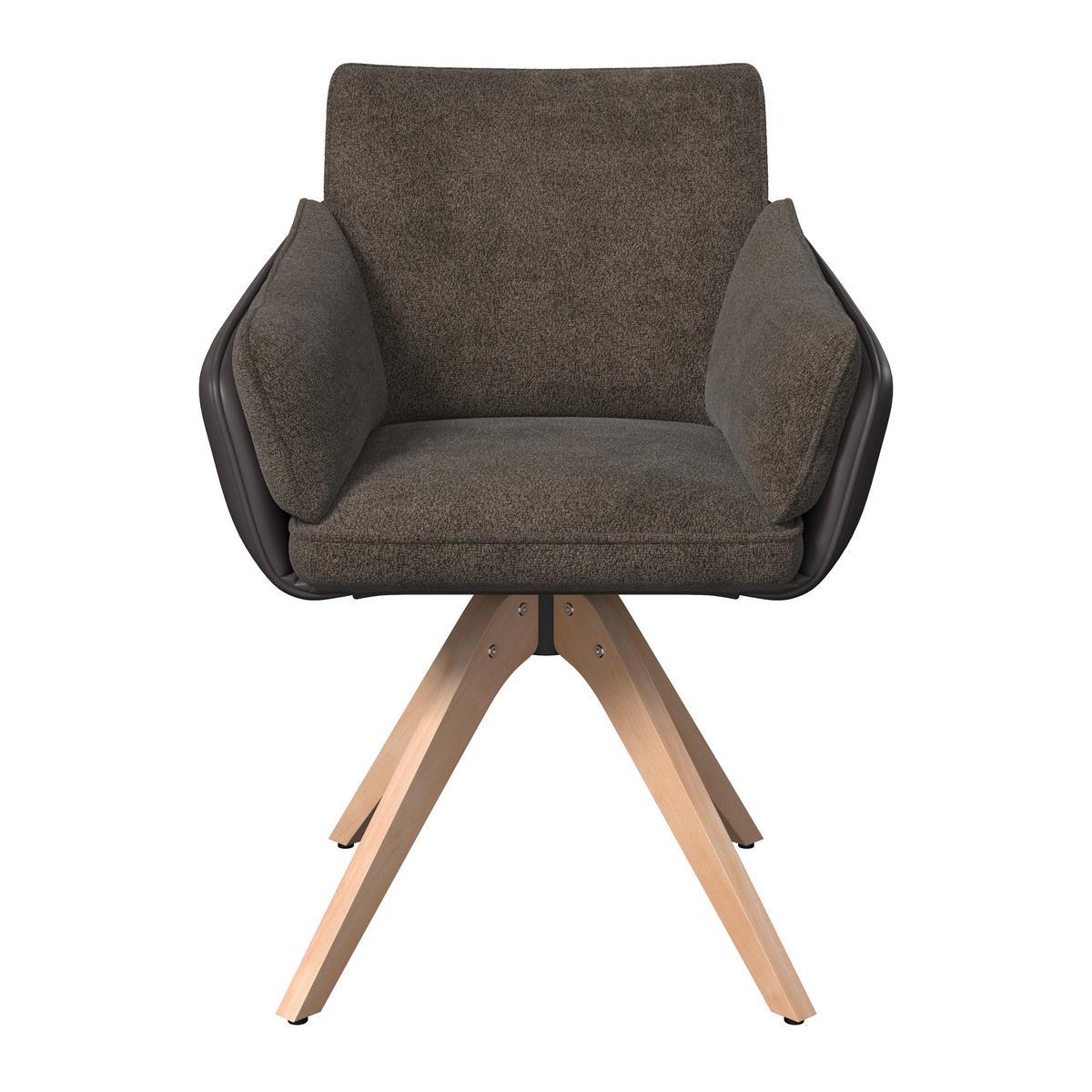 Armlehnstuhl Alja Braun Bouclé/Mikrofaser Drehbar - Buchefarben/Braun, MODERN, Holz/Textil (66/89/62cm) - Bessagi Home
