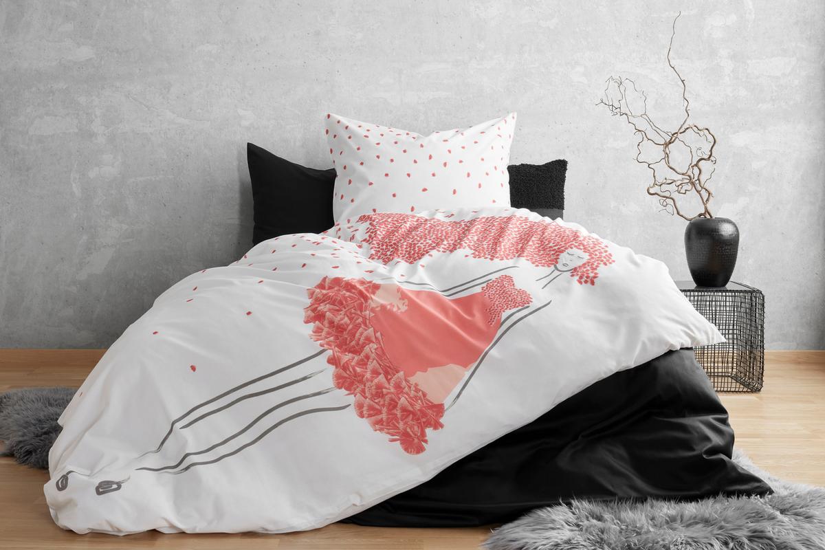 POŚCIEL DWUSTRONNA OPHELIA - różowy/biały, Romantik / Landhaus, tkanina (135/200cm) - Bessagi Home