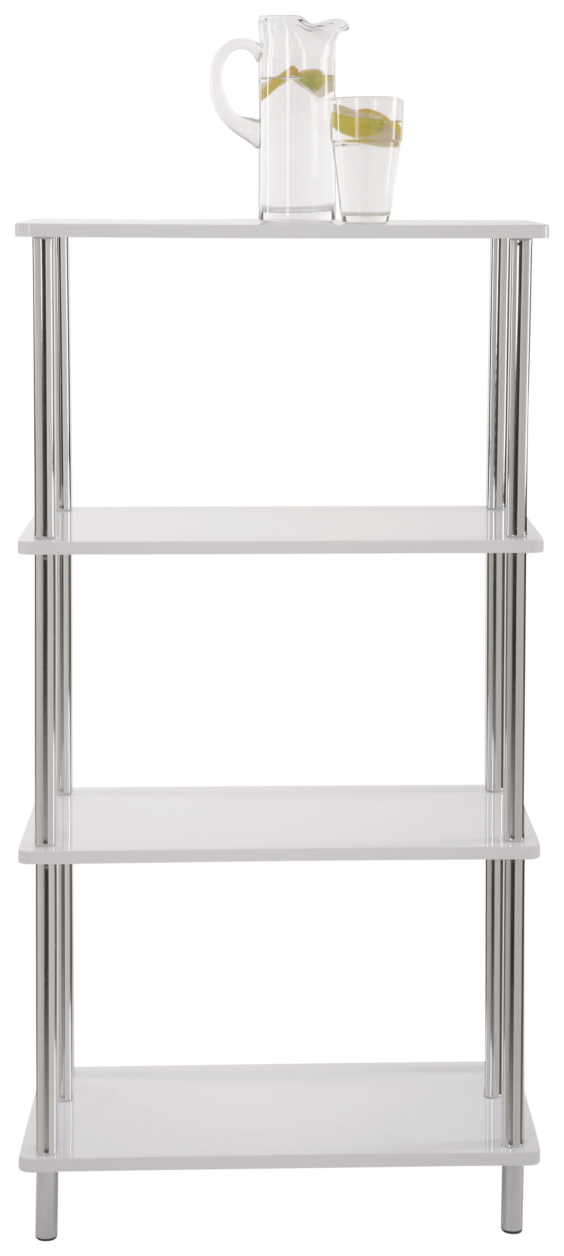 Regal Tim, Bela, Barva Kroma - barve kroma/bela, Moderno, kovina/umetna masa (60/120/30cm) - Möbelix Exklusiv