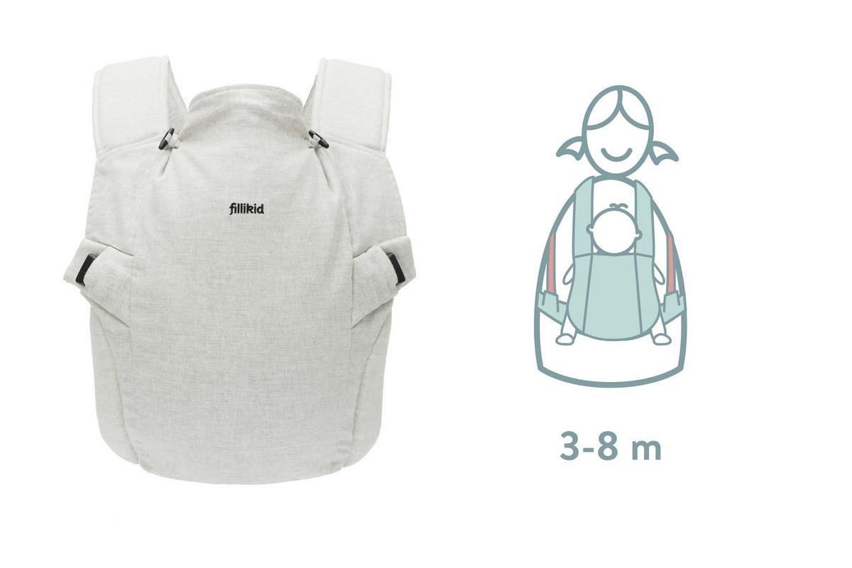 NOSIDEŁKO MC02-17 NATURAL - jasnoszary, Basics, tkanina (37/34cm) - Fillikid