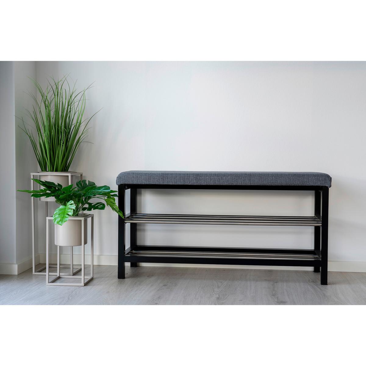 Schuhbank Padova Schwarz - Schwarz/Grau, Design, Holz/Textil (100/50/34cm) - MID.YOU