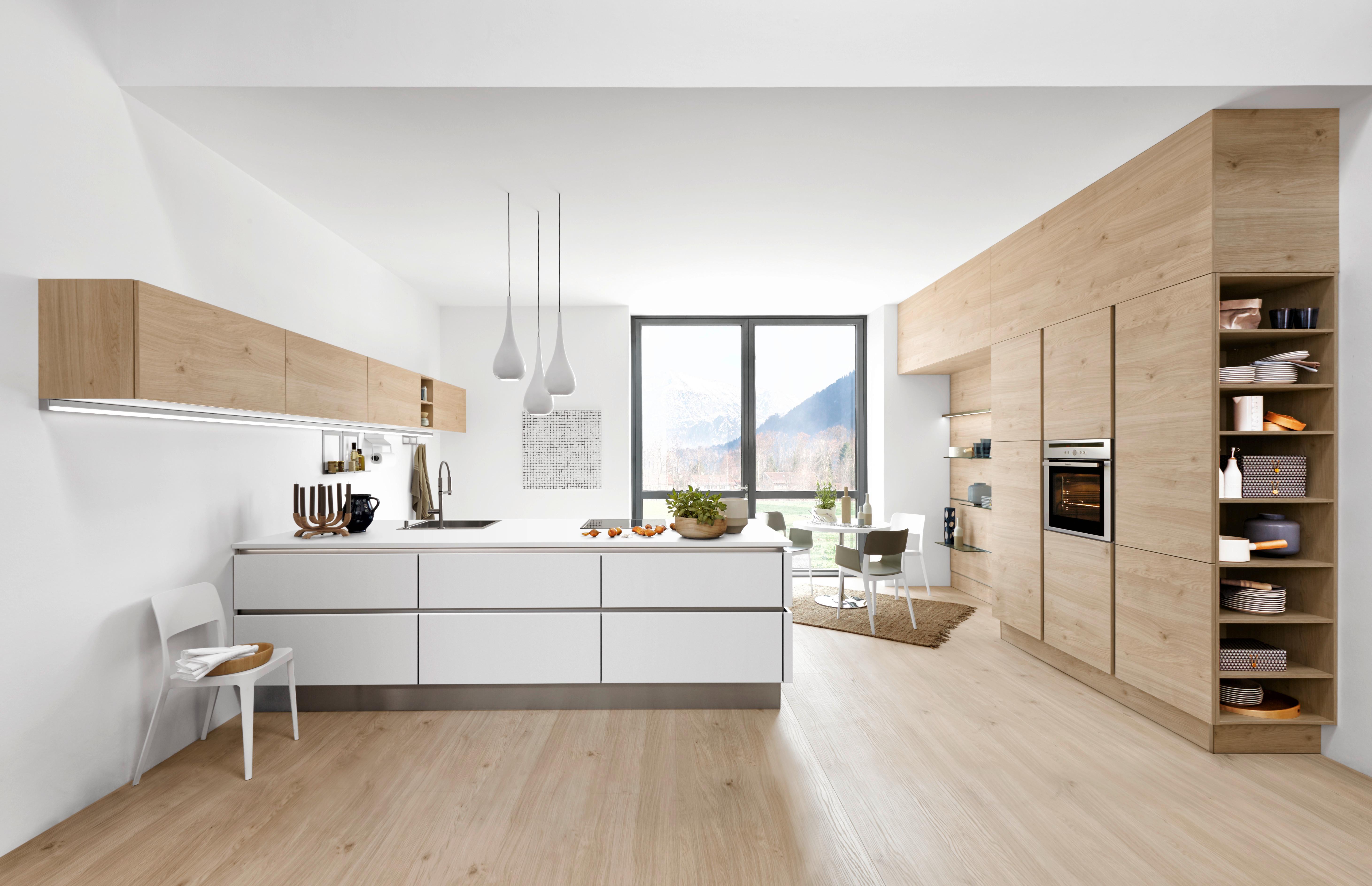 Einbauküche Feel/Artwood in Weiß / Eichefarben - Eichefarben/Weiß, MODERN, Holzwerkstoff - Nolte Küchen
