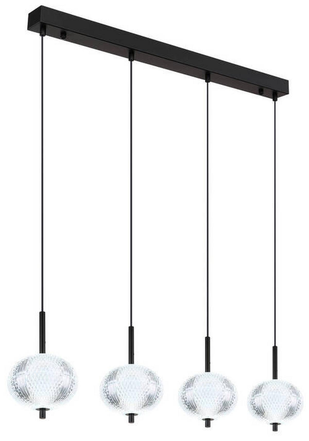 LED-Hängeleuchte Aida Klar/Schwarz max. 23 Watt - Klar/Schwarz, KONVENTIONELL, Kunststoff/Metall (85/15/120cm) - Globo