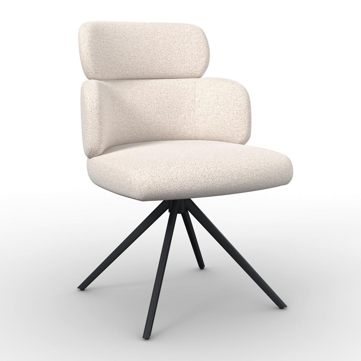 Karosszék Forgatható Karo - krémszínű/fekete, Modern, textil/fém (58/88/65cm) - Bessagi Home