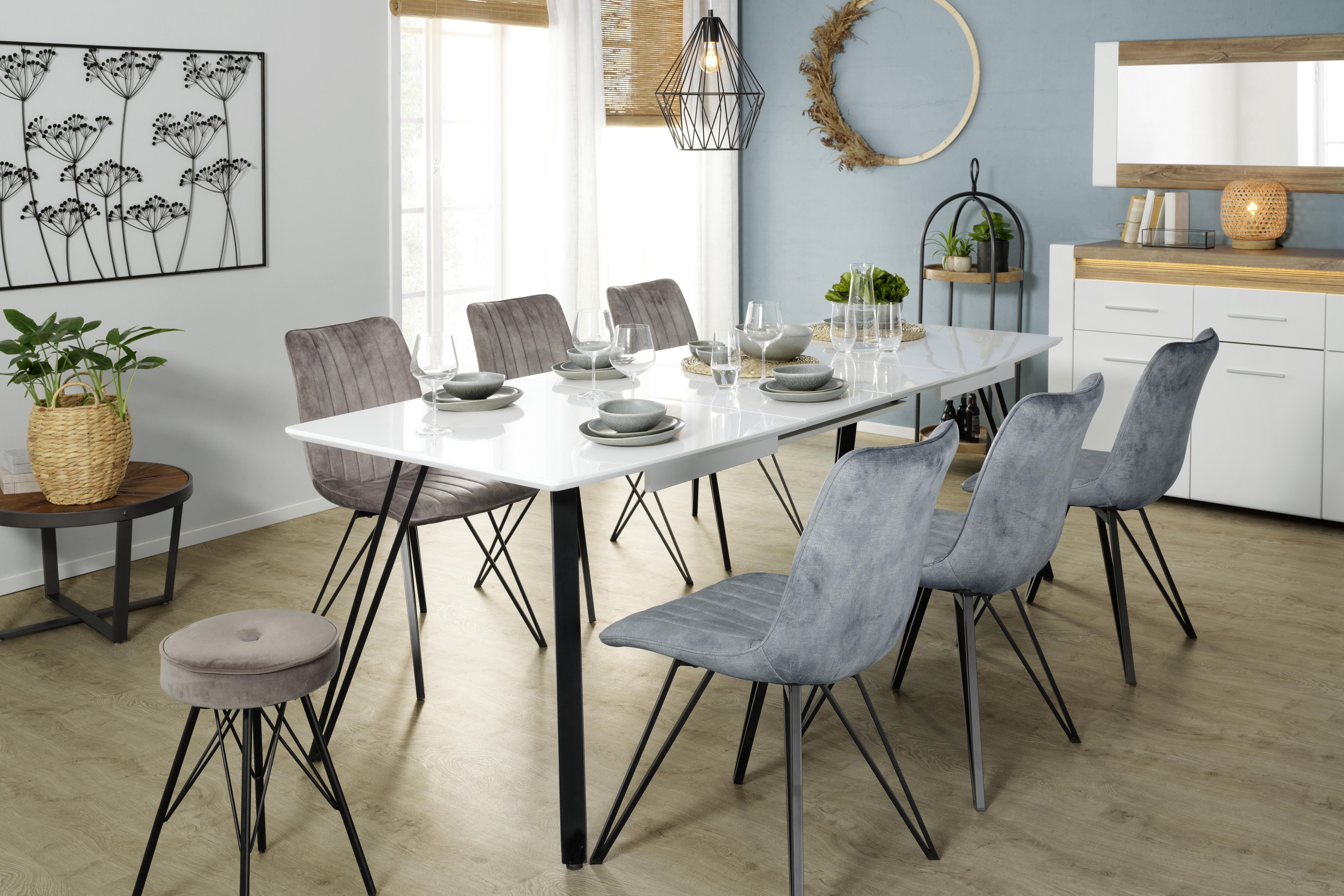 UTDRAGBART BORD ISABELLE - vit/svart, Modern, metall/trämaterial (160-240/76/90cm) - Mömax