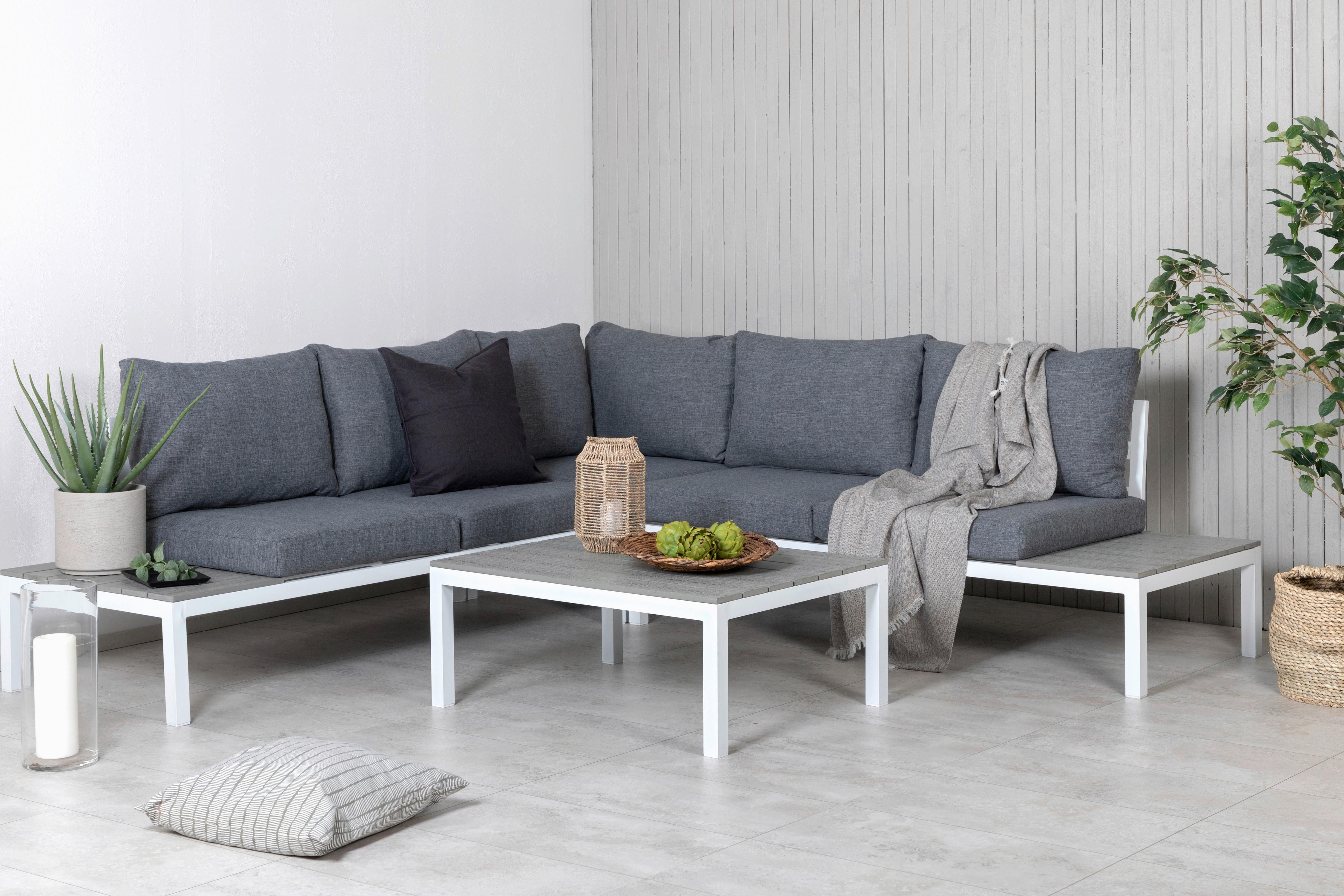 Loungegarnitur Odense ca. 133x167 cm Weiß - Weiß, KONVENTIONELL, Metall (133/167cm) - Gardenson