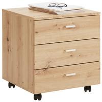 Rollcontainer in Eichefarben - Eichefarben/Silberfarben, Modern, Holzwerkstoff/Kunststoff (45/52/45cm) - Mömax