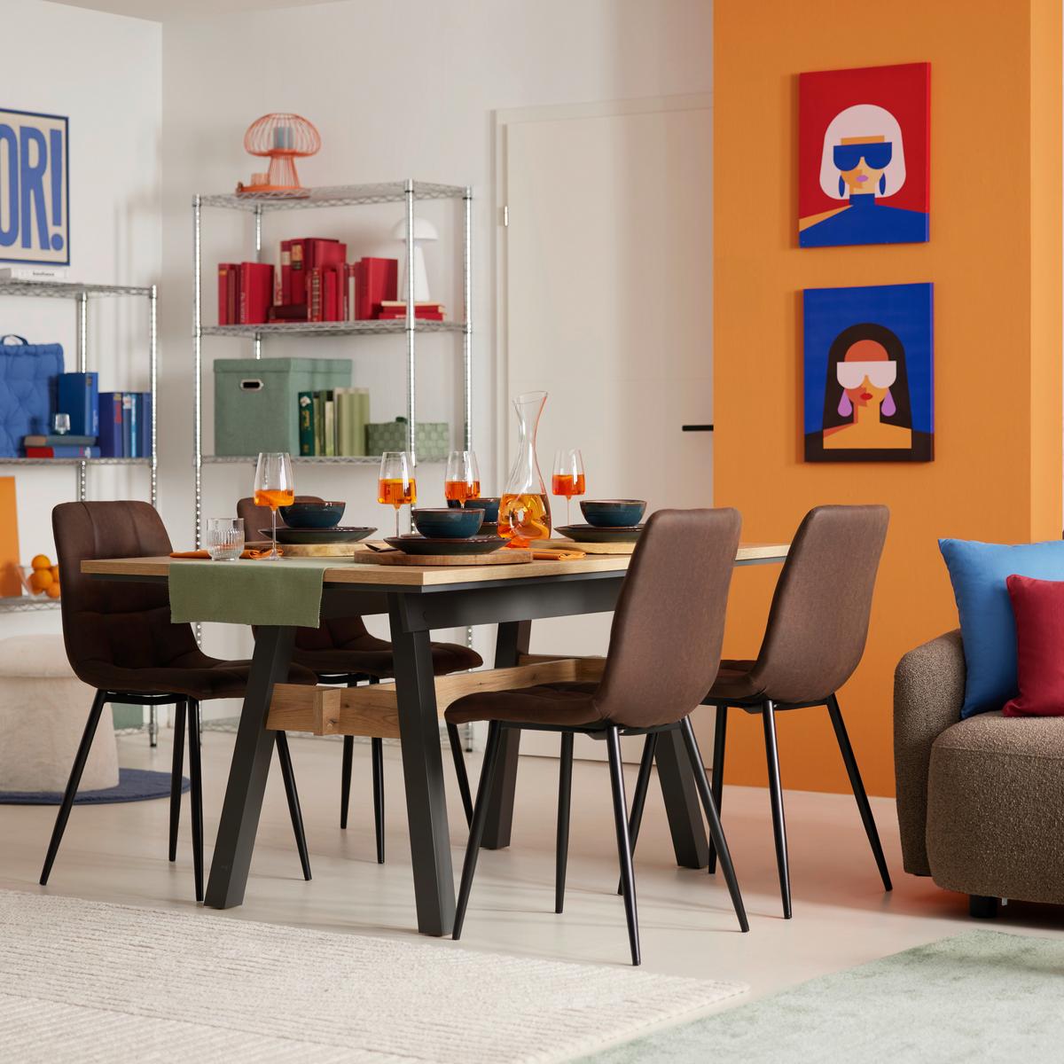 Scaun NINO -BASED- - maro/negru, Lifestyle, lemn/metal (45/88/54,5cm) - Based