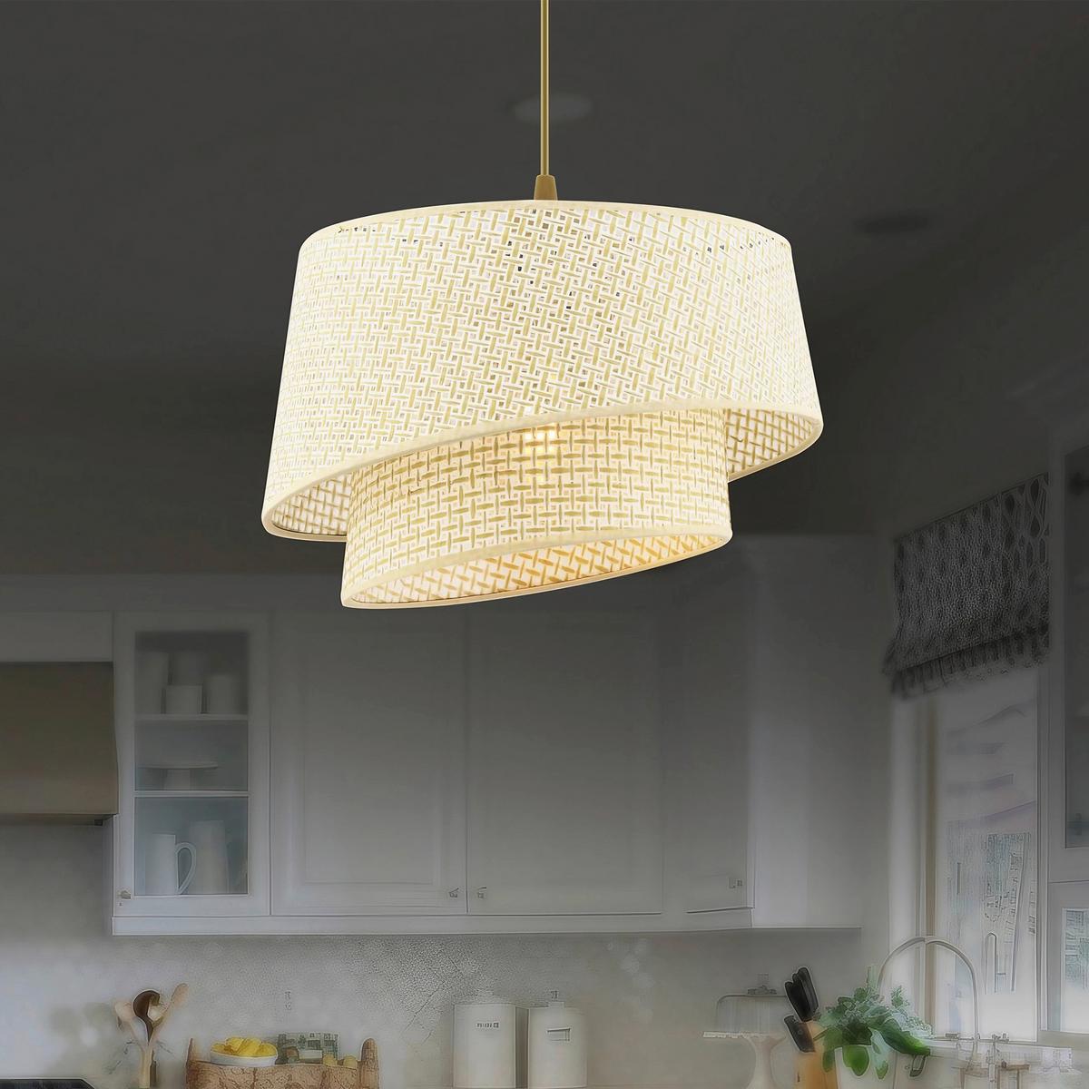 LAMPA WISZĄCA BARETTE HAZERAN - CREAM - kremowy, Design, metal/tkanina (32/65cm) - P & B