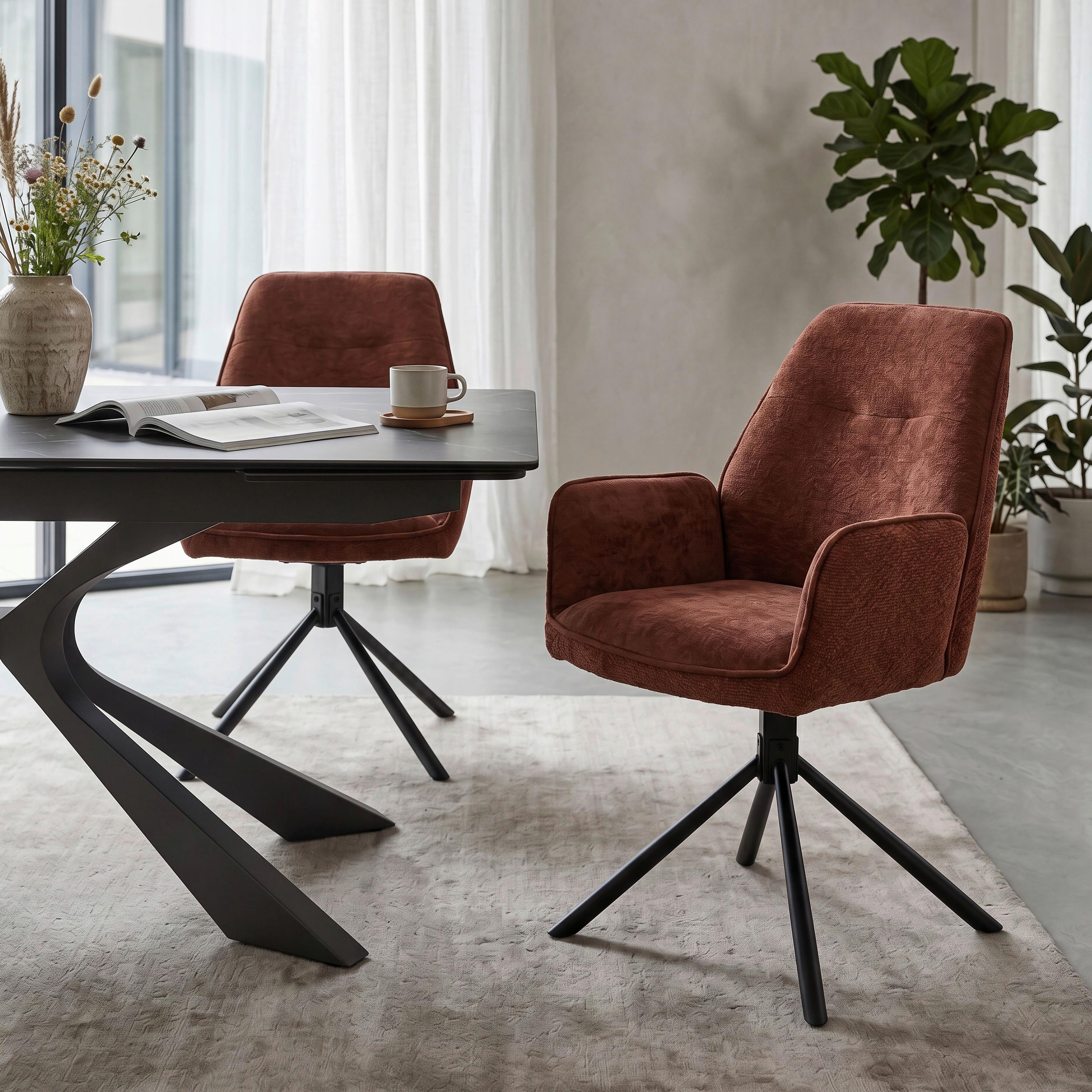 STOL MED ARMSTÖD QUEENS - vinröd/svart, Design, metall/textil (60/89/64cm) - Mömax