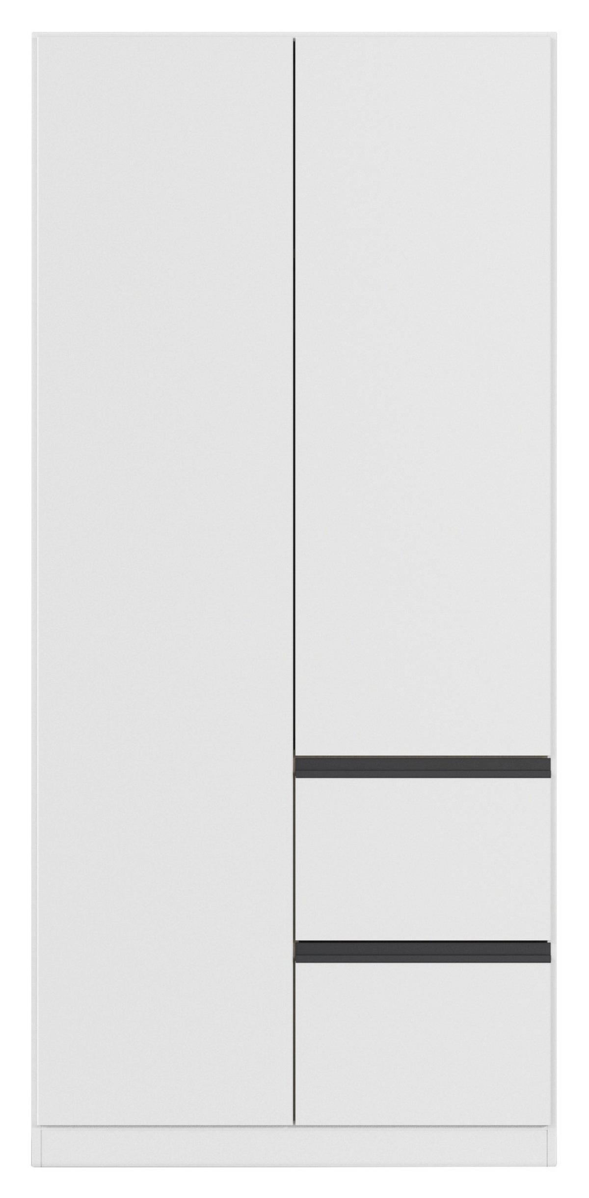 Drehtürenschrank COSTA ca.91x197x54cm Grau Metallic - Weiß/Grau, MODERN, Holzwerkstoff (91/197/54cm) - Rauch Möbel