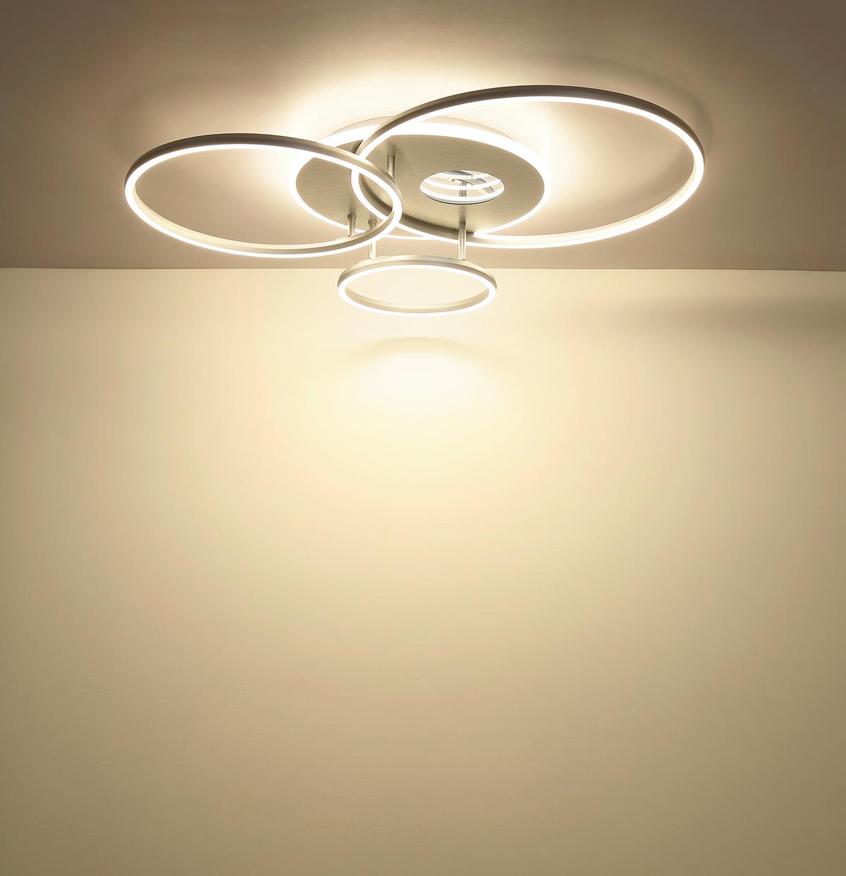 Led Stropna Svjetiljka Invertina - bijela/srebrne boje, Design, metal/plastika (90/70/13cm) - Globo
