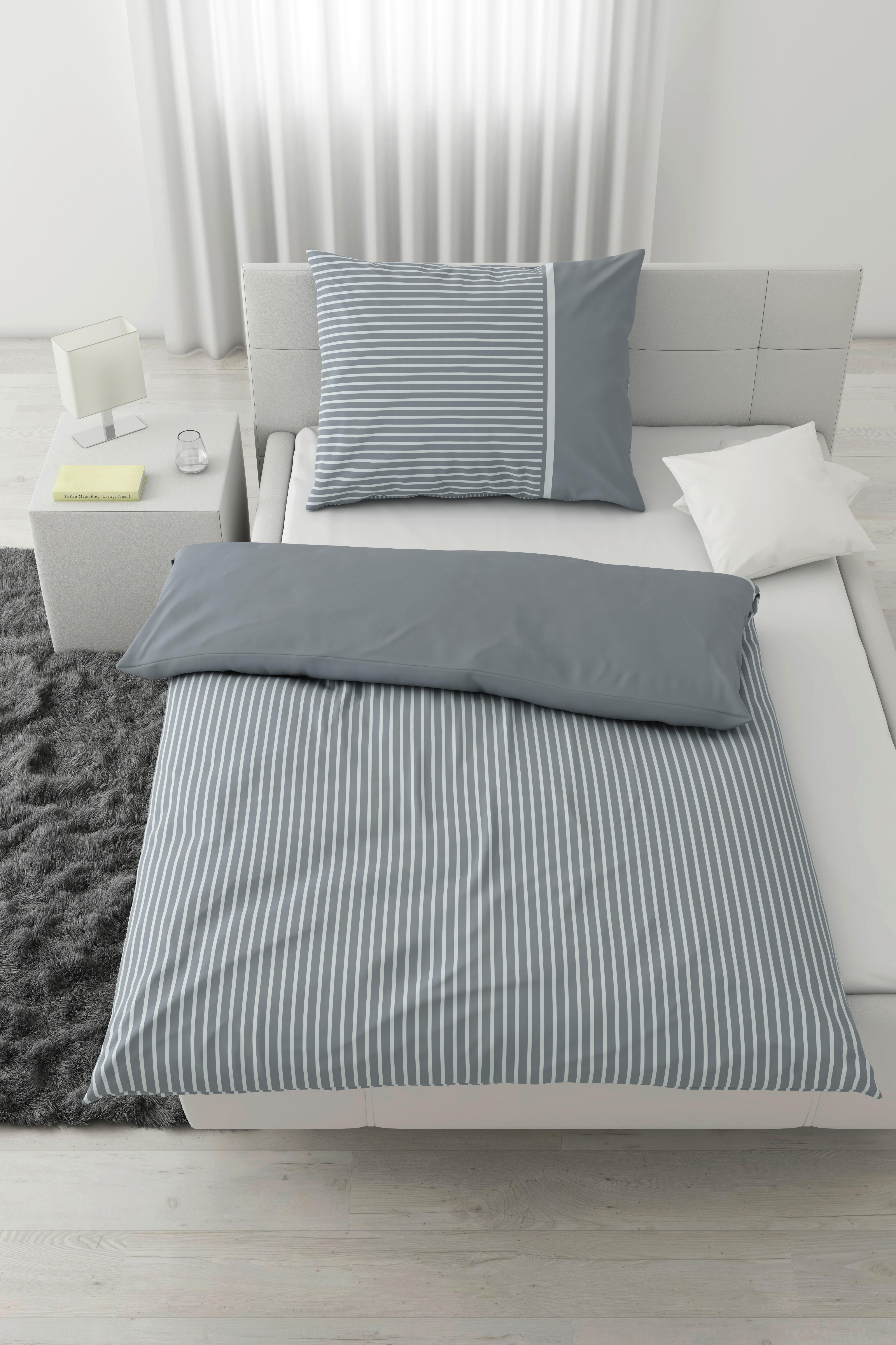 Lenjerie de pat Johannes cca. 140x200/50x70 cm - gri-albăstrui, Konventionell, textil (140/200cm) - Mömax