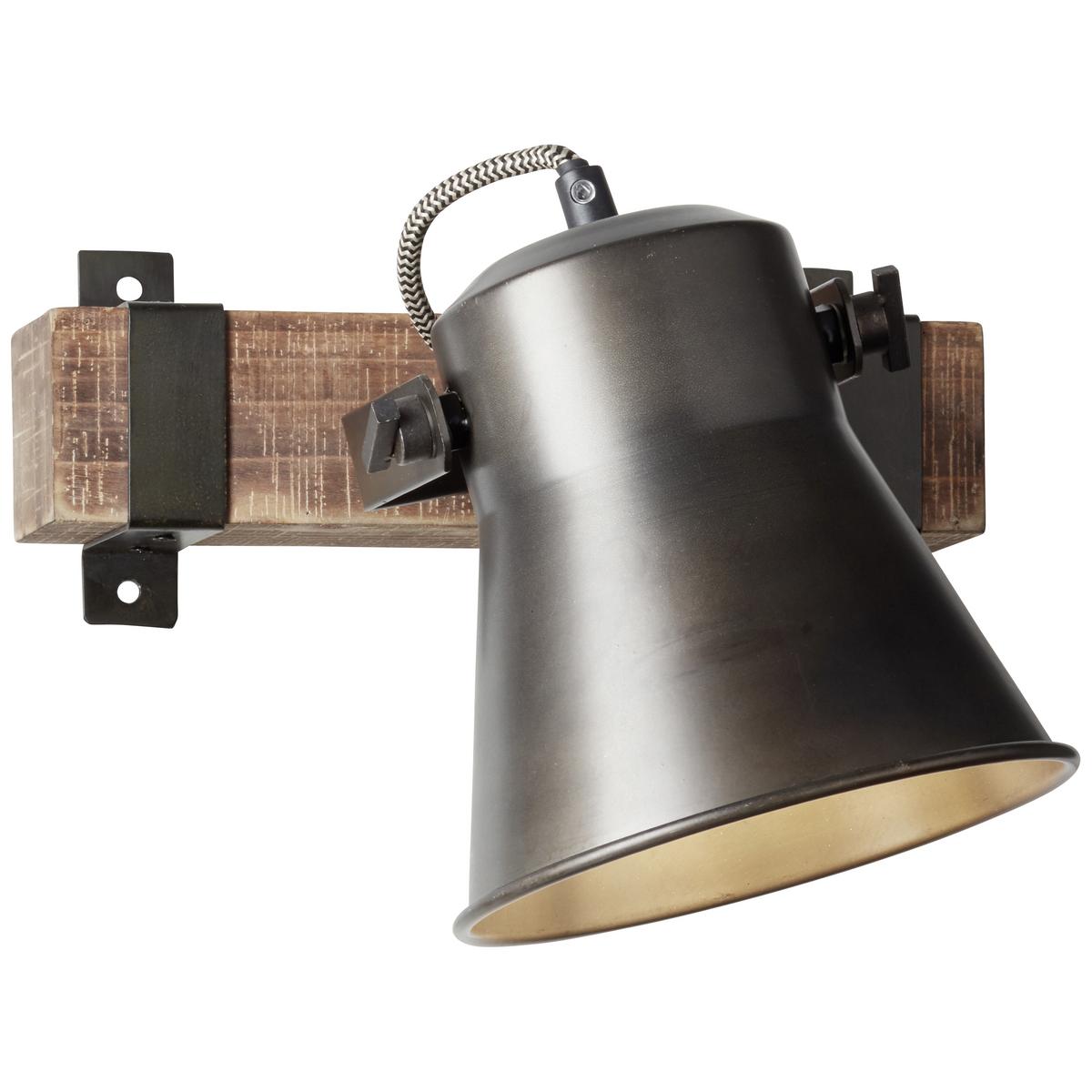Wandleuchte  Plow in Schwarz max. 10 Watt - Schwarz, Design, Holz/Metall (24/25cm) - Brilliant