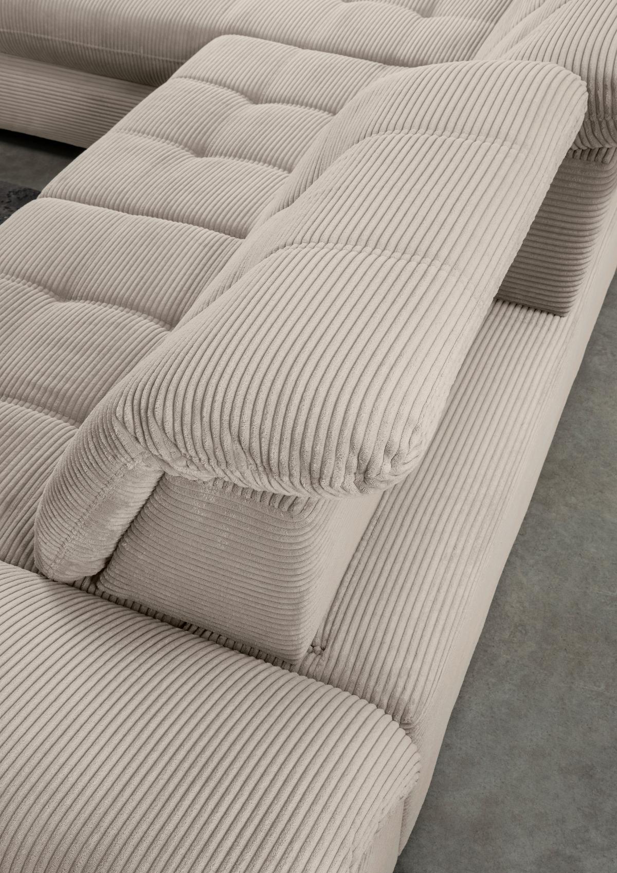 Ecksofa mit Bettkasten Rigatti ca. 184x314 cm Beige - Beige/Schwarz, MODERN, Textil/Metall (184/314cm) - Livetastic