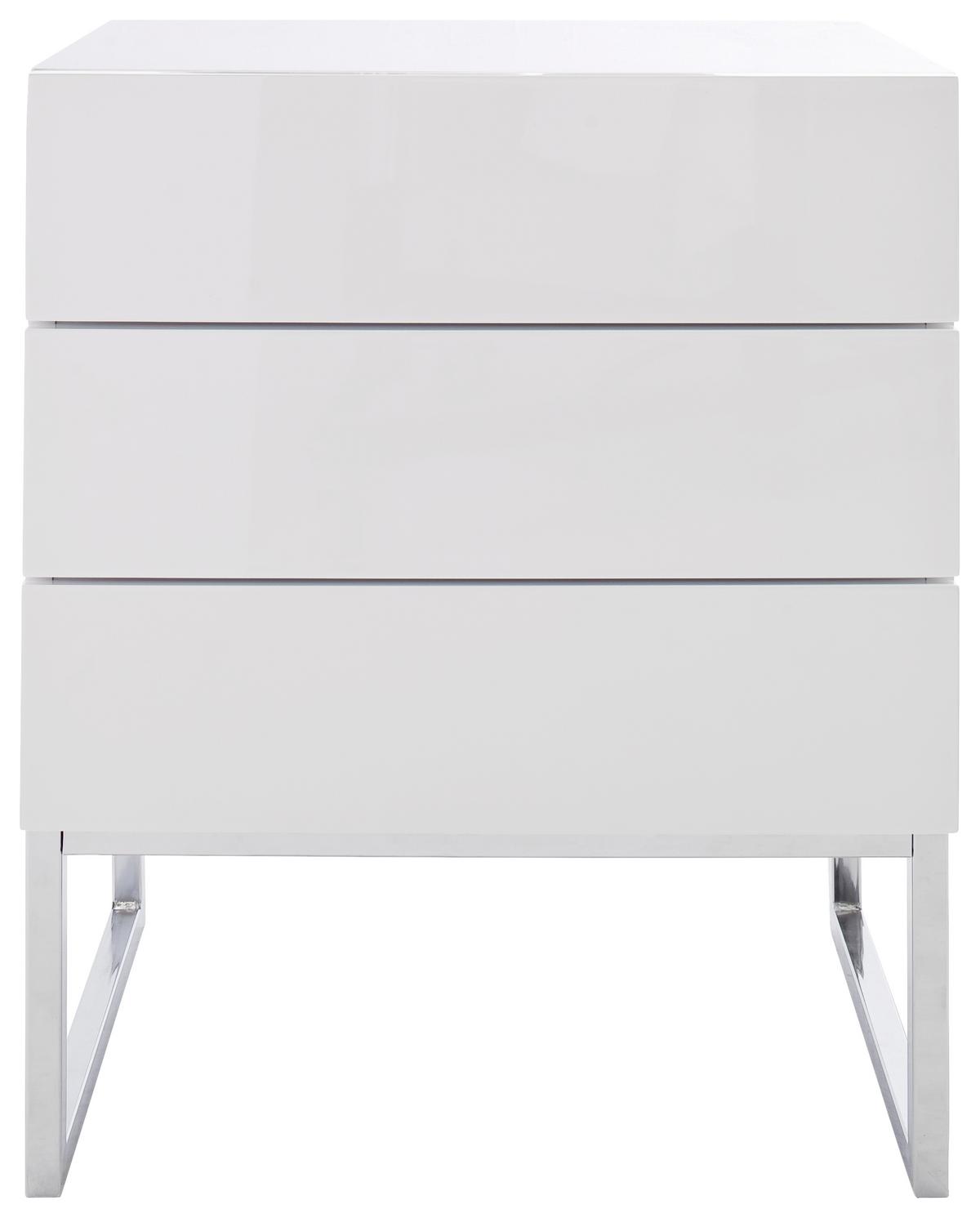 SZAFKA NOCNA NOLA 4 - biały/kolor chromowy, Design, materiał drewnopochodny/metal (50/60/40cm) - Livetastic