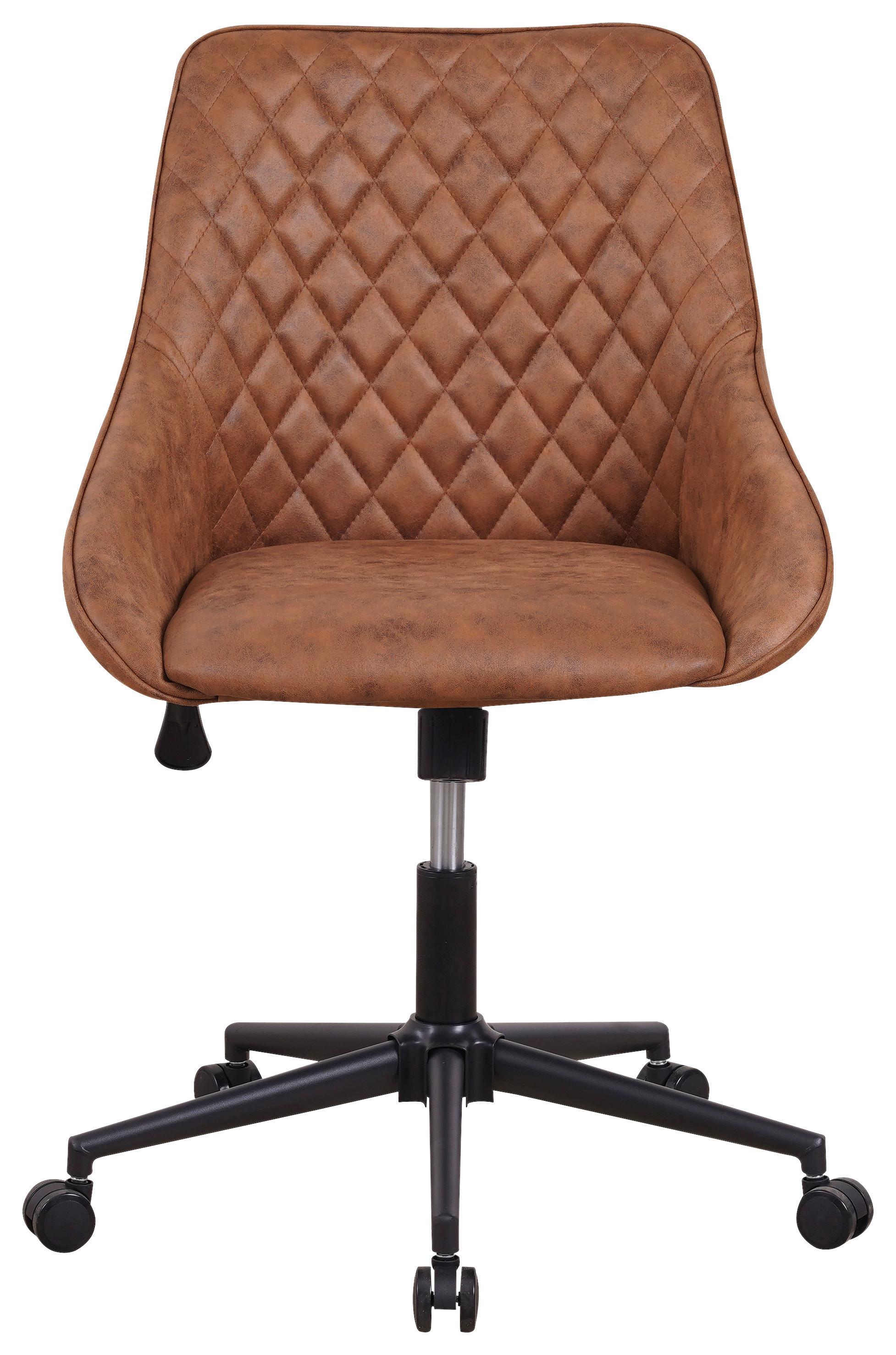 Drehstuhl Kayne ca. 60x84 cm Cognac - Cognac/Schwarz, KONVENTIONELL, Textil/Metall (60/84/64,5cm) - MID.YOU