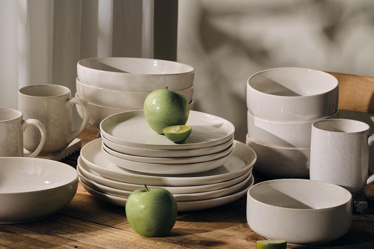 SERWIS OBIADOWO-ŚNIADANIOWY MARBELLA - beżowy, Trend, ceramika - Novel