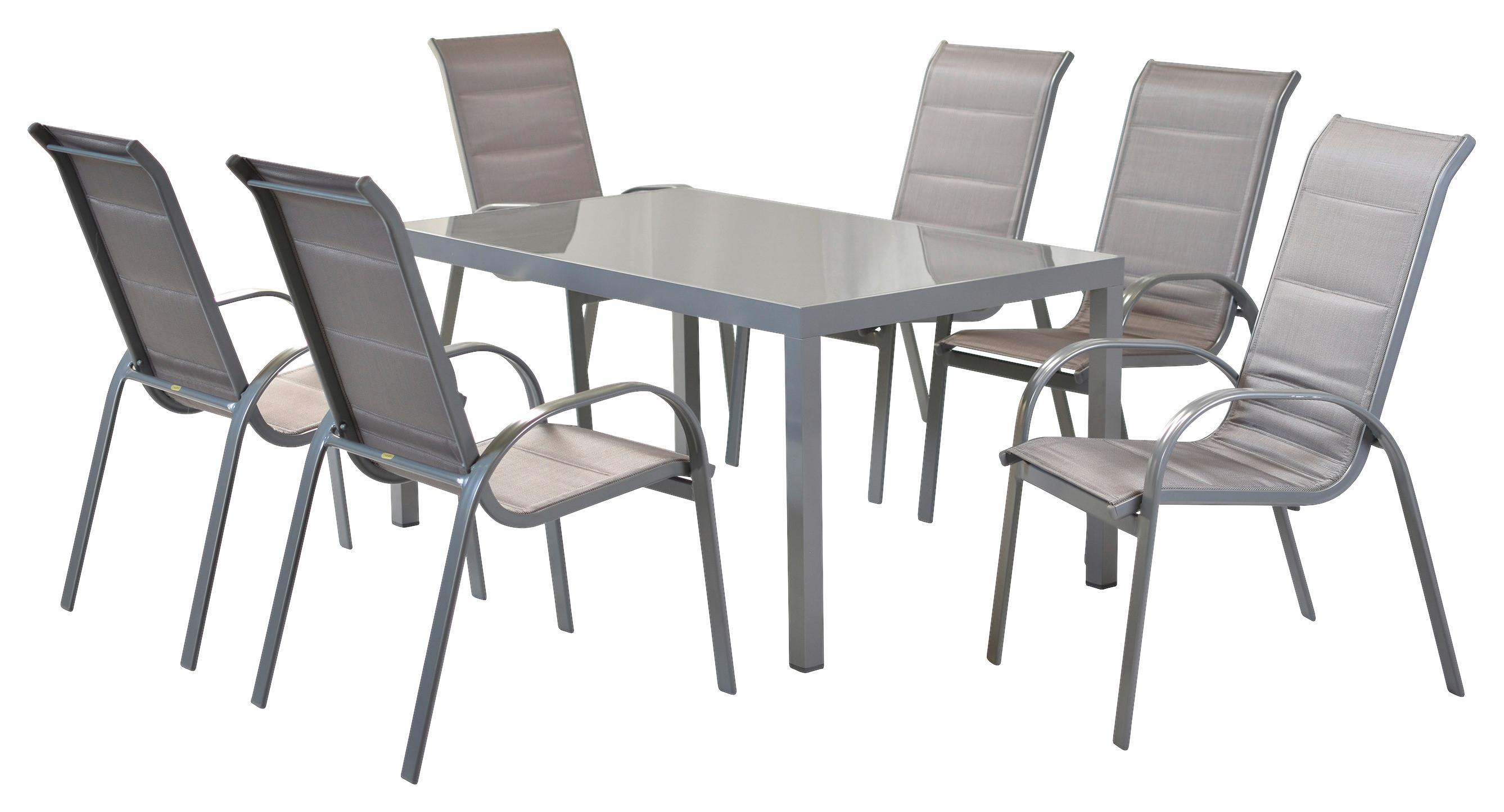 GARTENSET AMALFI DI LUSSO - Silberfarben/Braun, MODERN, Textil/Metall - Gardenson