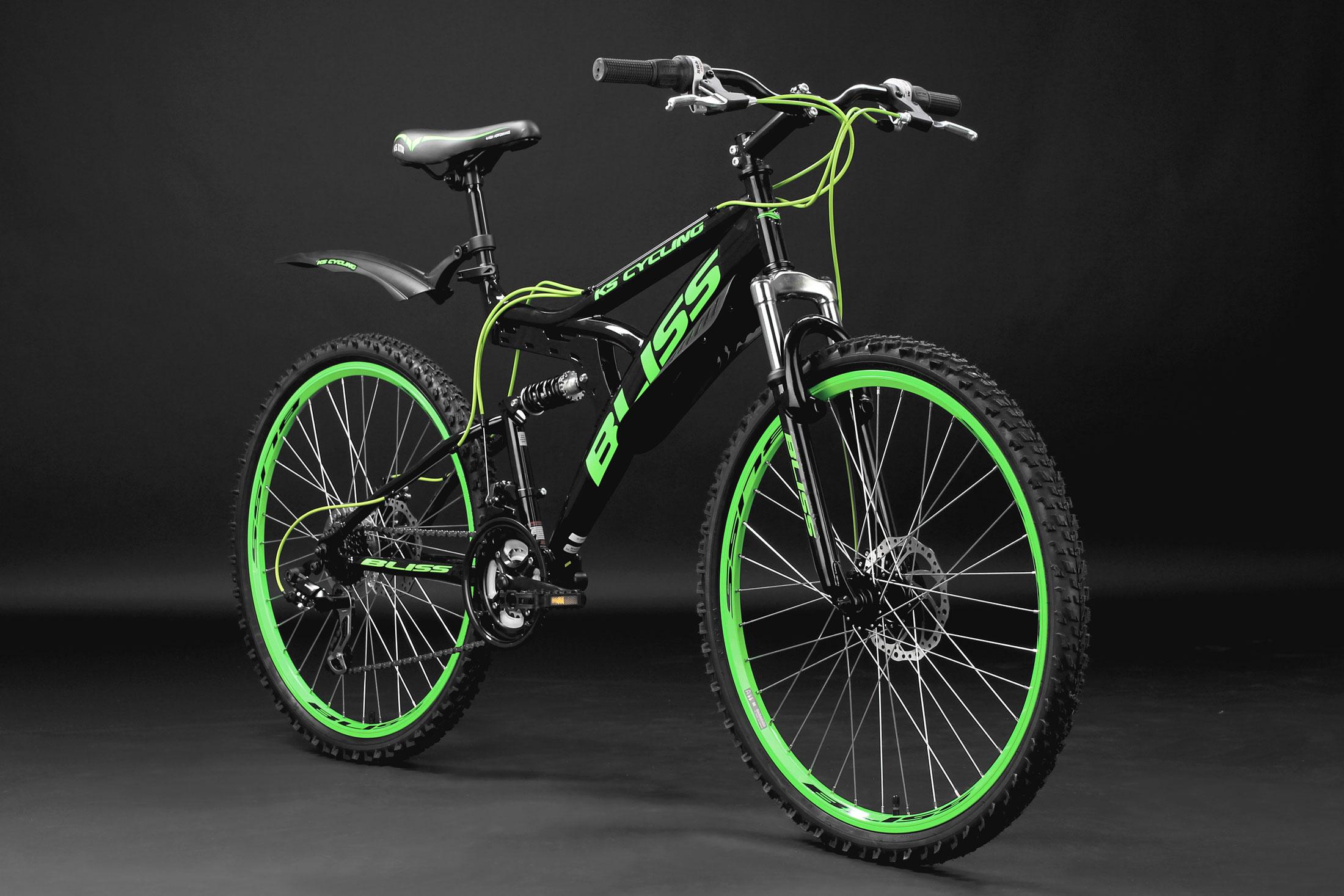 Mountainbike Fully 26" Bliss Grün RH 47cm - Schwarz/Grün, Basics, Metall - KS Cycling