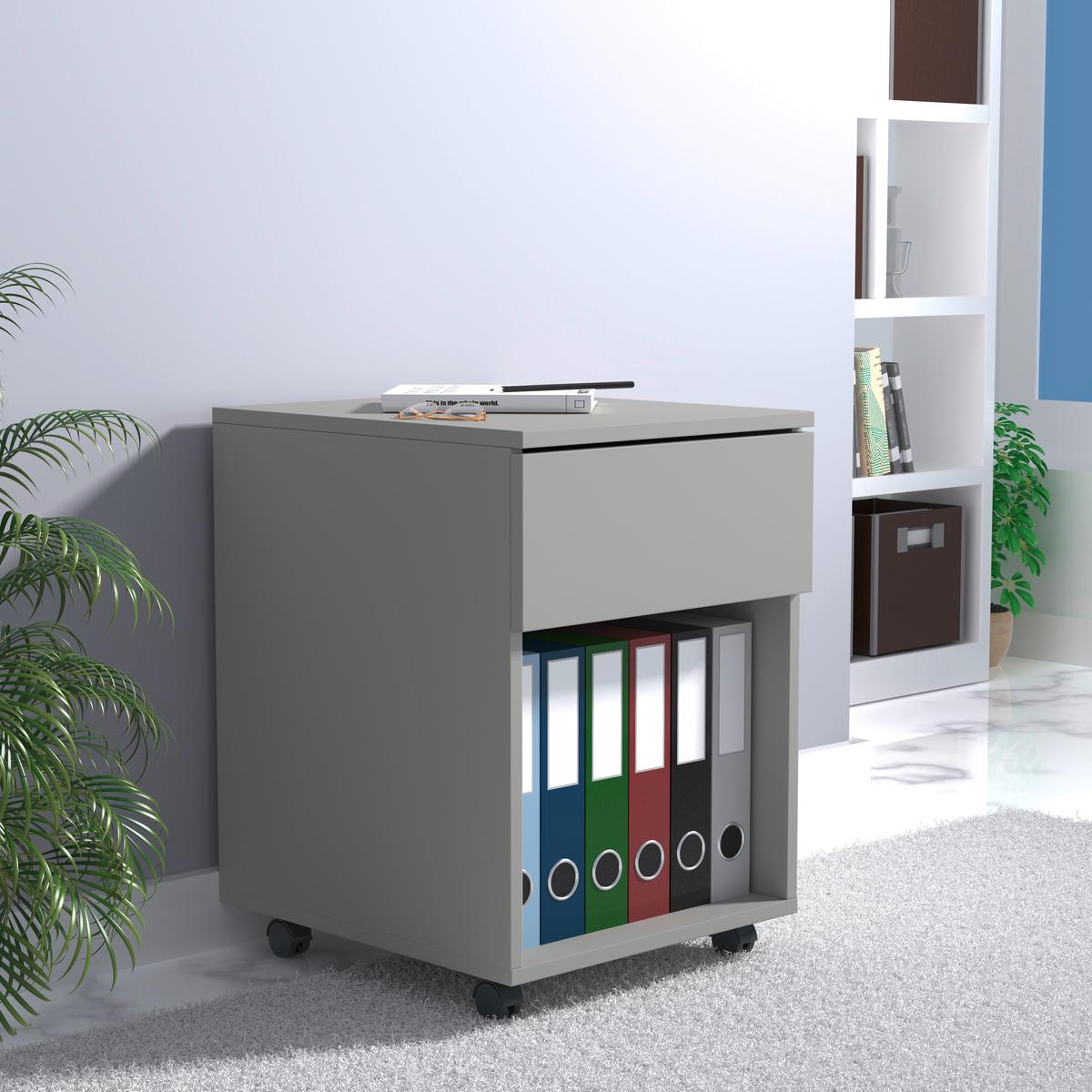 ROLLCONTAINER DALOSA 45 1-SB - Schwarz/Grau, Design, Holzwerkstoff/Kunststoff (39/55/45cm) - MID.YOU