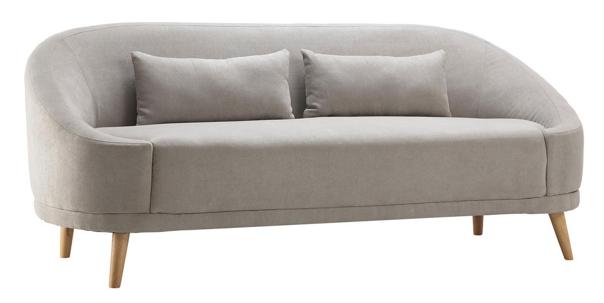 Sofa Jannike Grau Velours - Grau, Modern, Holz/Textil (207/84/80cm) - Bessagi Home